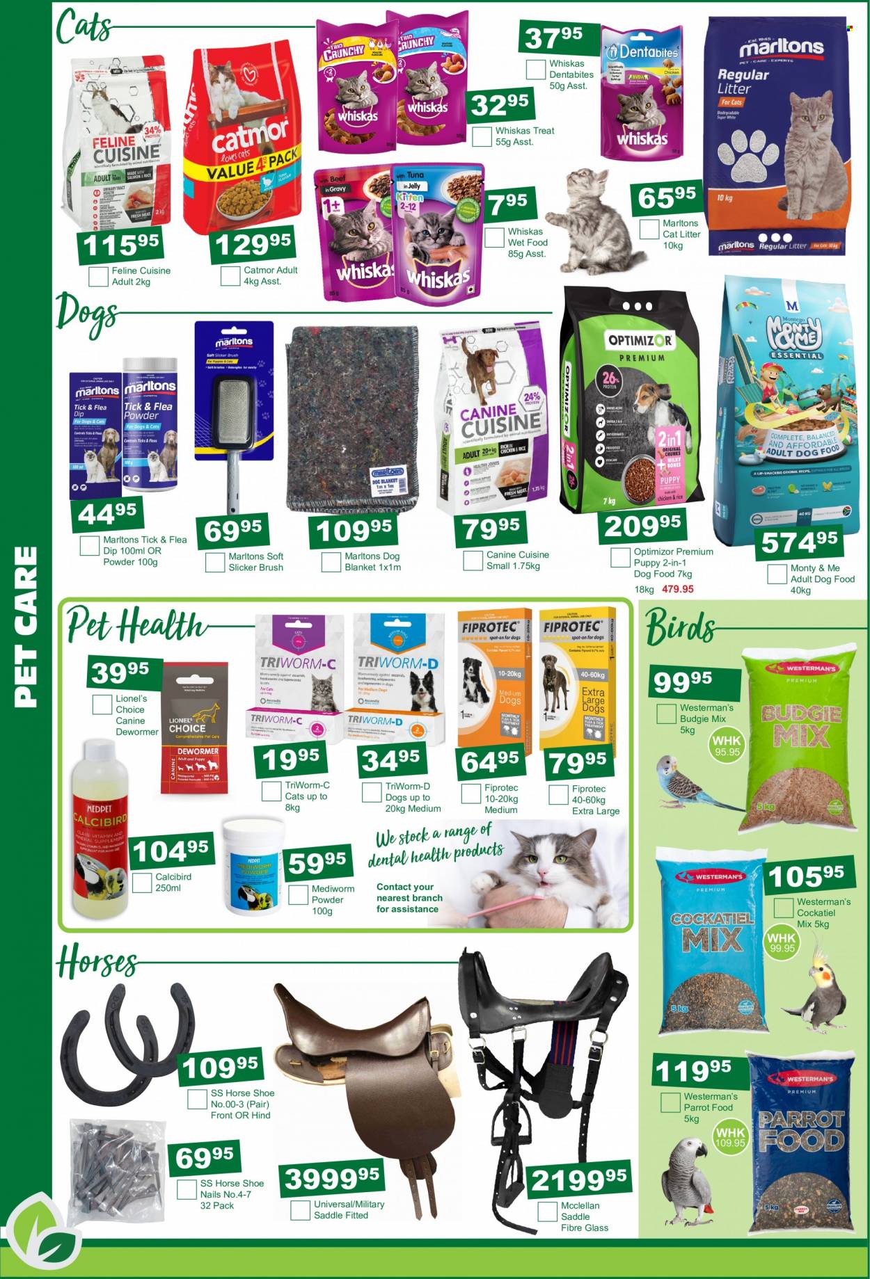 Agra catalogue  - 19/04/2022 - 17/05/2022 - Sales products - animal food, blanket, cat litter, pet blanket, dog food, Whiskas, brush, Parrot. Page 6.