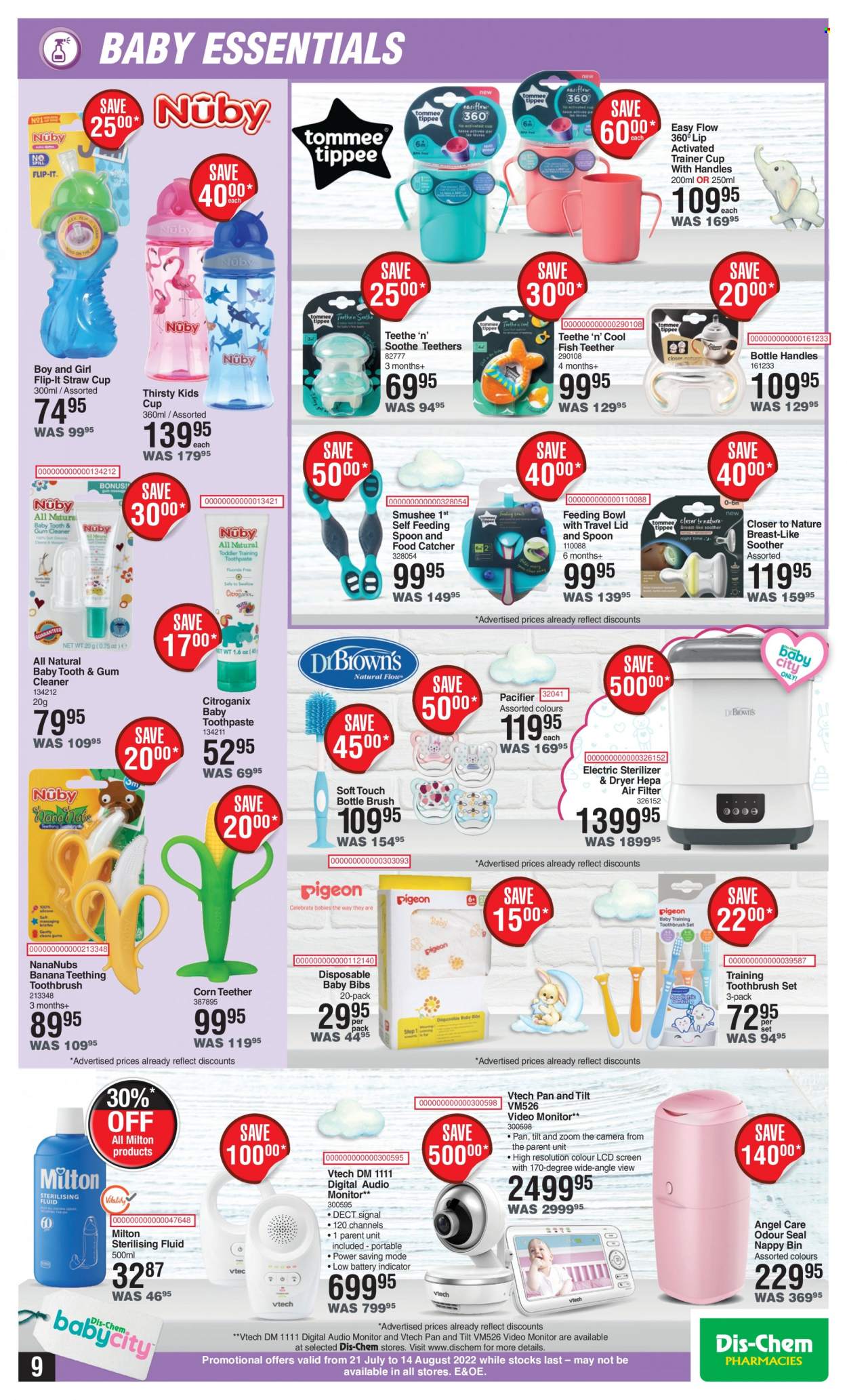 thumbnail - Dis-Chem catalogue  - 21/07/2022 - 14/08/2022 - Sales products - nappies, cleaner, toothbrush, toothpaste, Signal. Page 9.