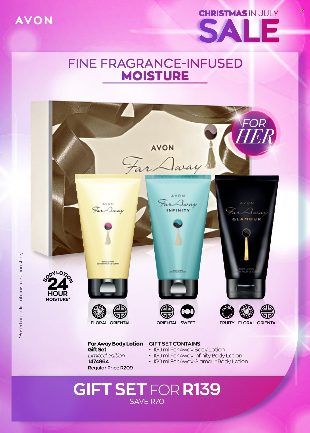 thumbnail - Avon catalogue  - 22/07/2022 - 31/07/2022 - Sales products - Avon, Infinity, body lotion, far away, fragrance, gift set. Page 13.