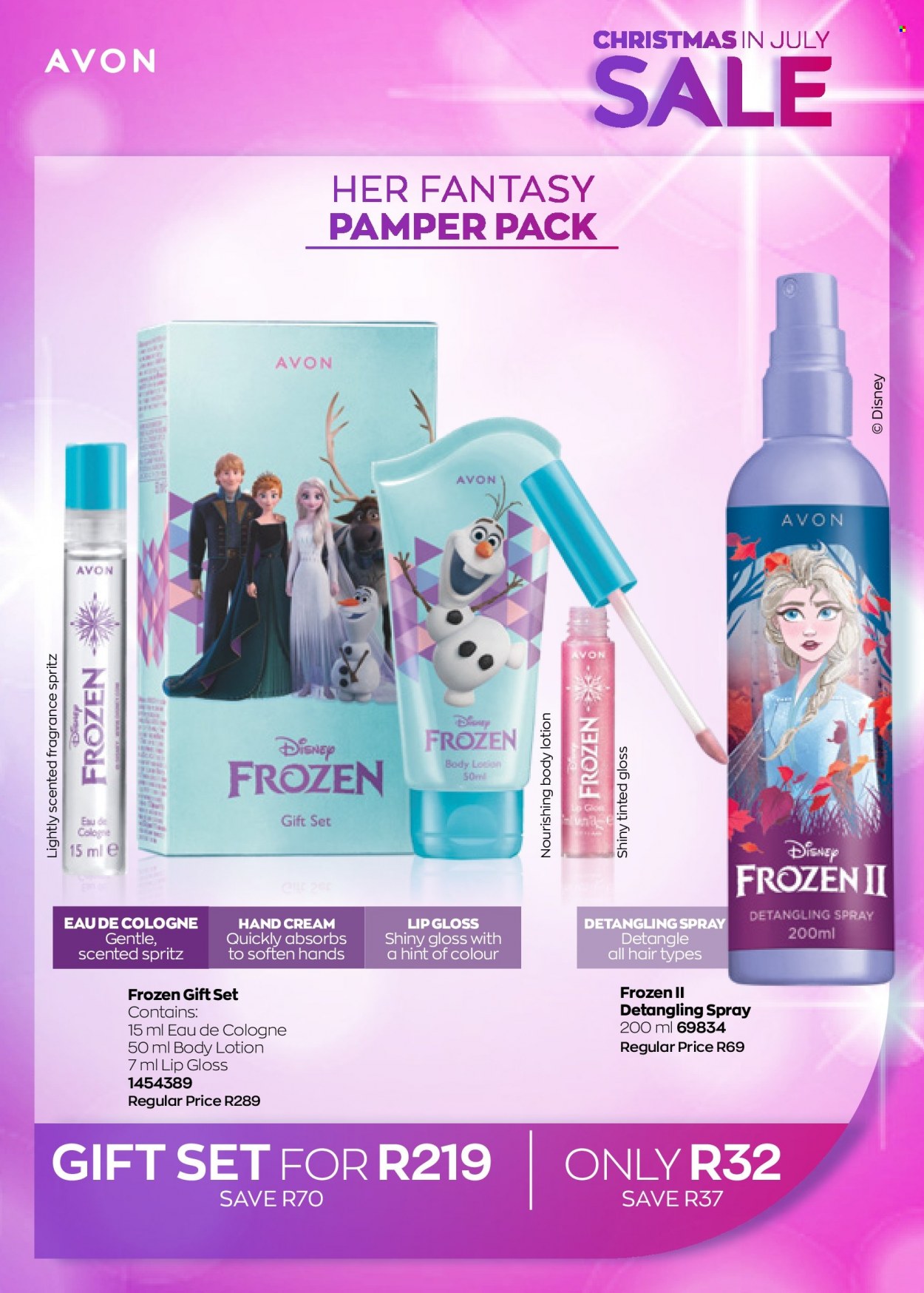 thumbnail - Avon catalogue  - 22/07/2022 - 31/07/2022 - Sales products - Disney, Avon, body lotion, hand cream, cologne, fragrance, gift set, lip gloss. Page 43.