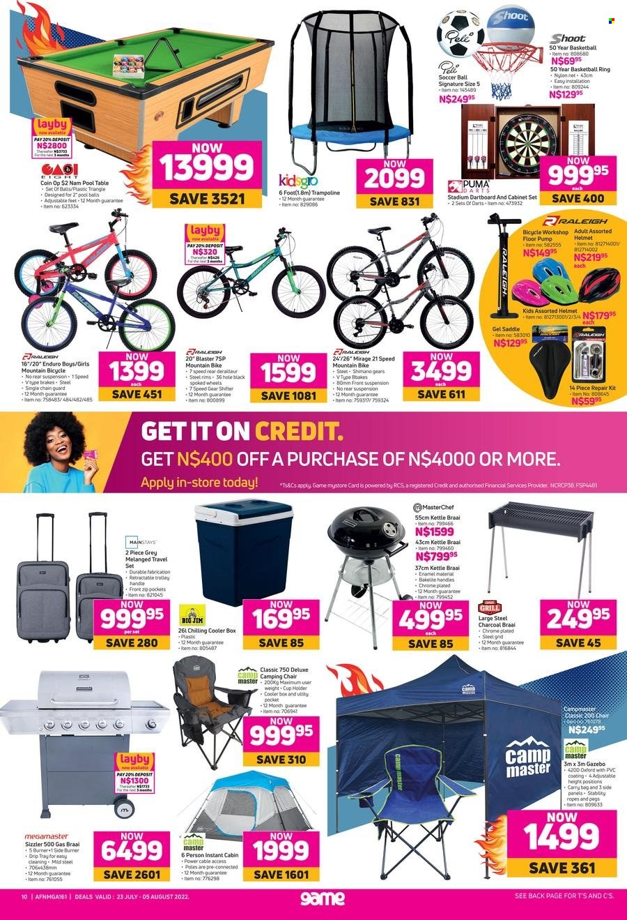 Game catalogue  - 23/07/2022 - 05/08/2022 - Sales products - kettle, cup, table, Puma, cabinet, grill, braai, kettle braai. Page 10.