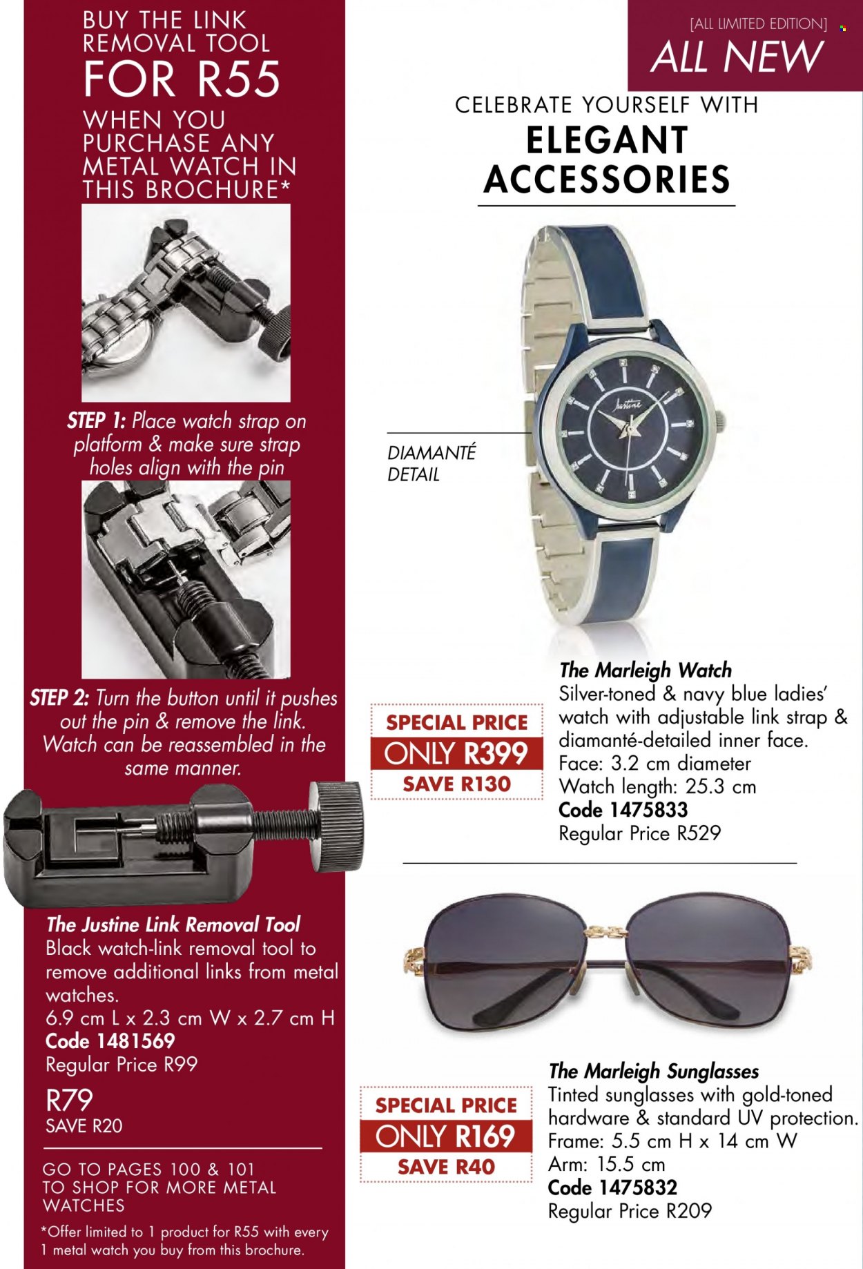 thumbnail - Justine catalogue  - 01/08/2022 - 31/08/2022 - Sales products - sunglasses, watch. Page 54.