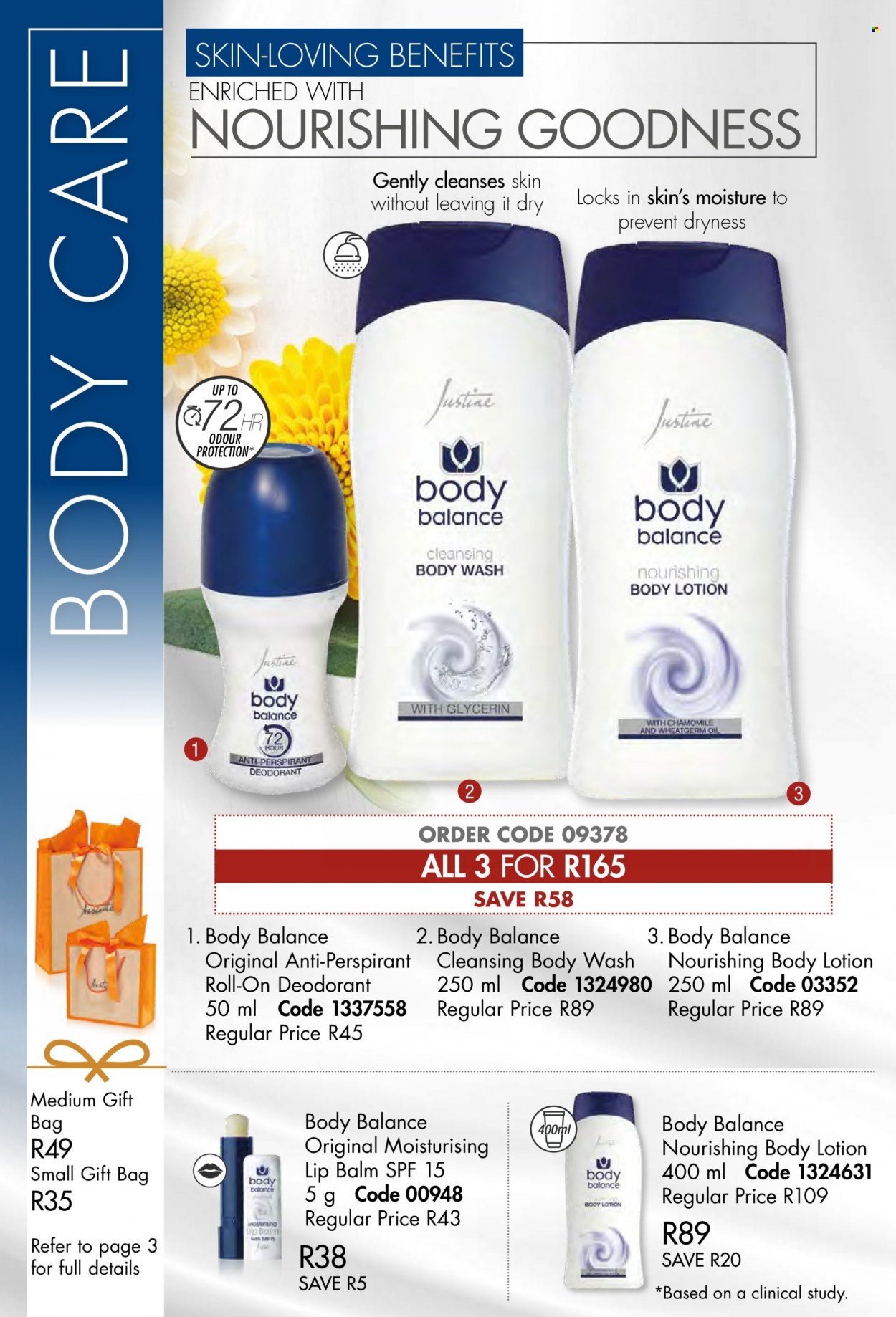 thumbnail - Justine catalogue  - 01/08/2022 - 31/08/2022 - Sales products - body wash, lip balm, body lotion, anti-perspirant, roll-on, deodorant. Page 78.