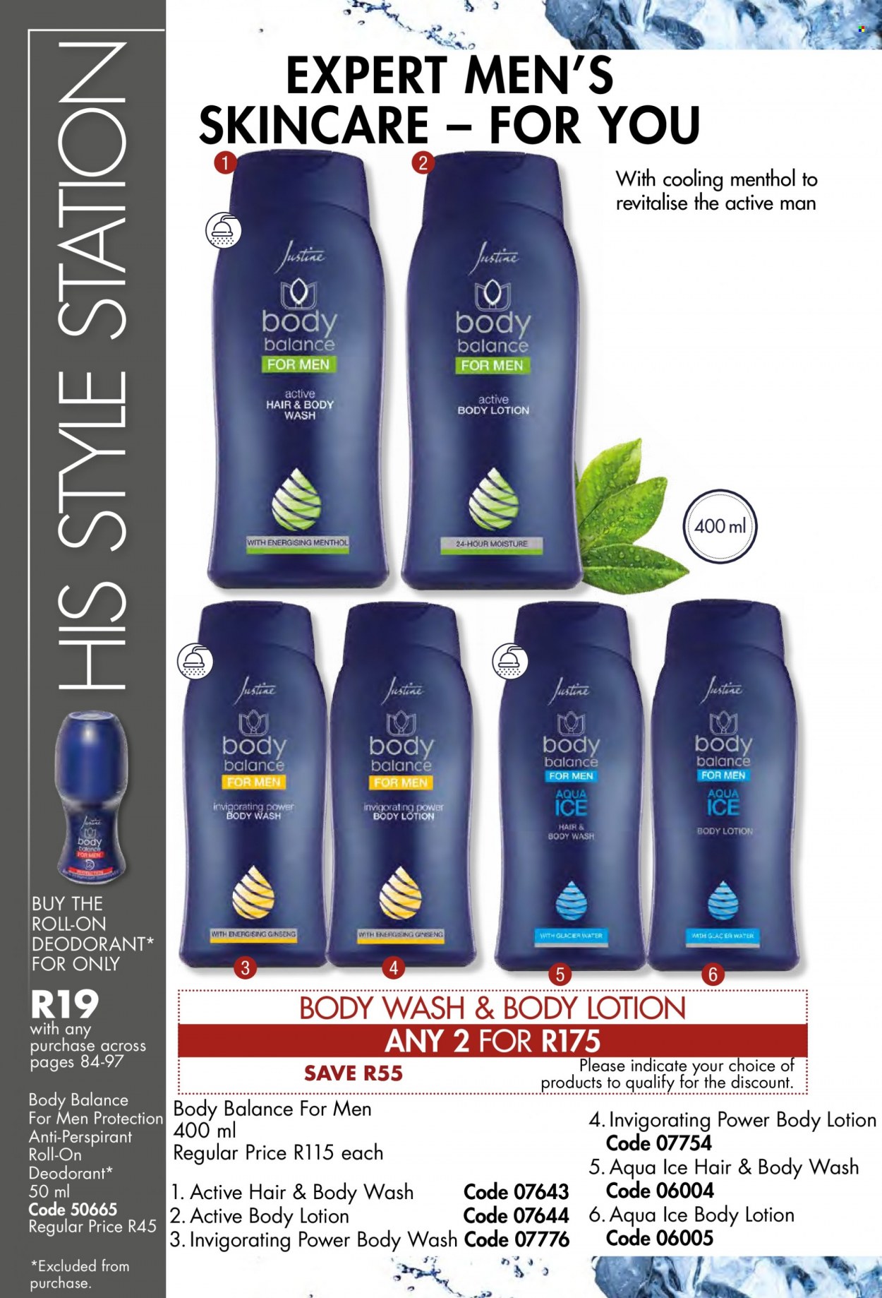thumbnail - Justine catalogue  - 01/08/2022 - 31/08/2022 - Sales products - body wash, hair & body wash, body lotion, anti-perspirant, roll-on, deodorant. Page 84.