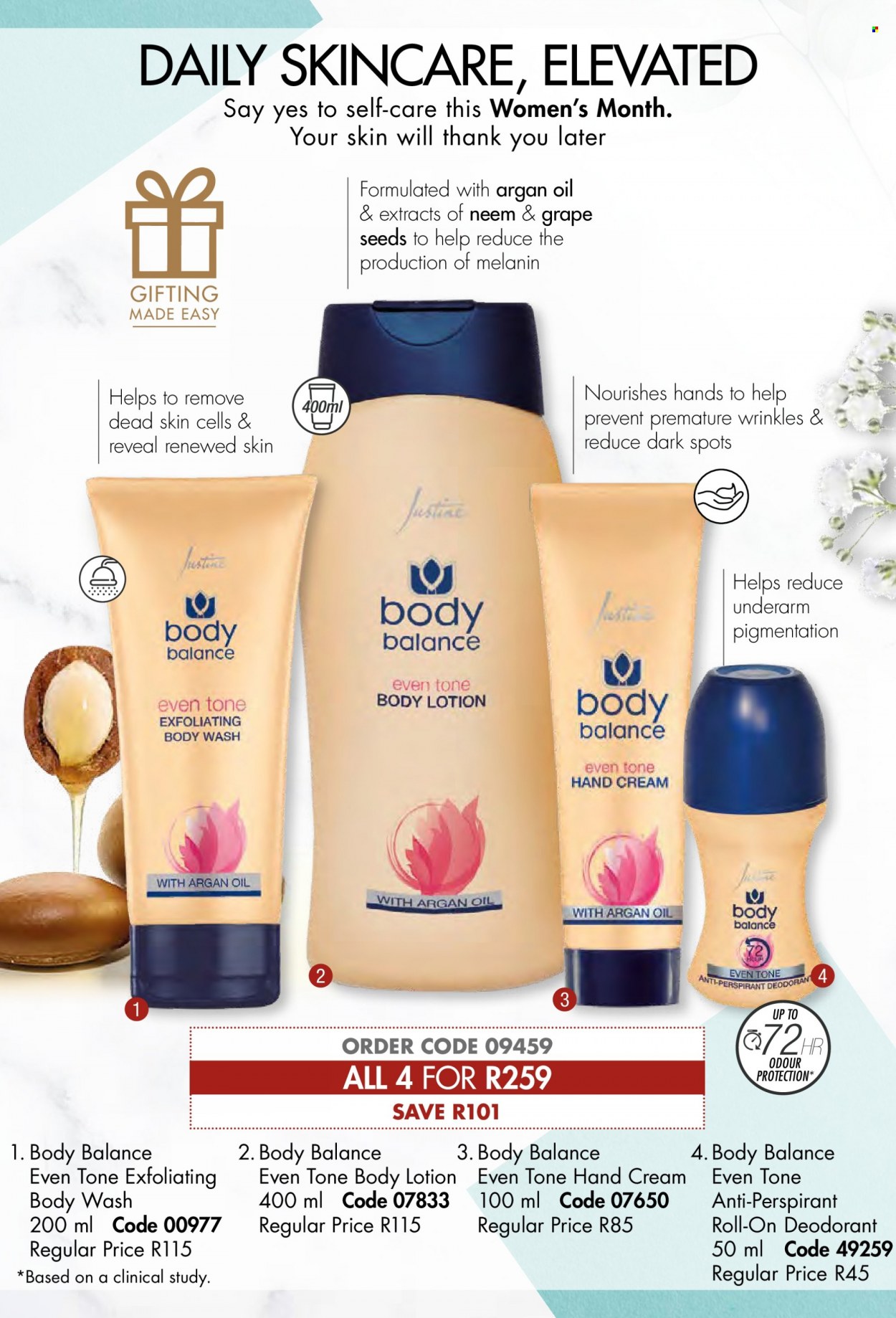 thumbnail - Justine catalogue  - 01/08/2022 - 31/08/2022 - Sales products - body wash, body lotion, hand cream, anti-perspirant, roll-on, deodorant. Page 111.