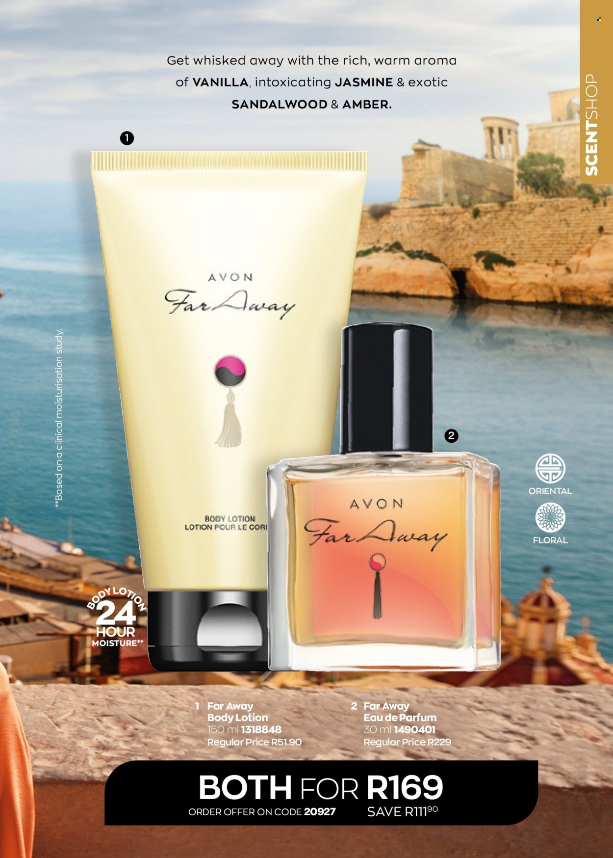 thumbnail - Avon catalogue  - 01/08/2022 - 31/08/2022 - Sales products - Avon, body lotion, eau de parfum, far away. Page 25.