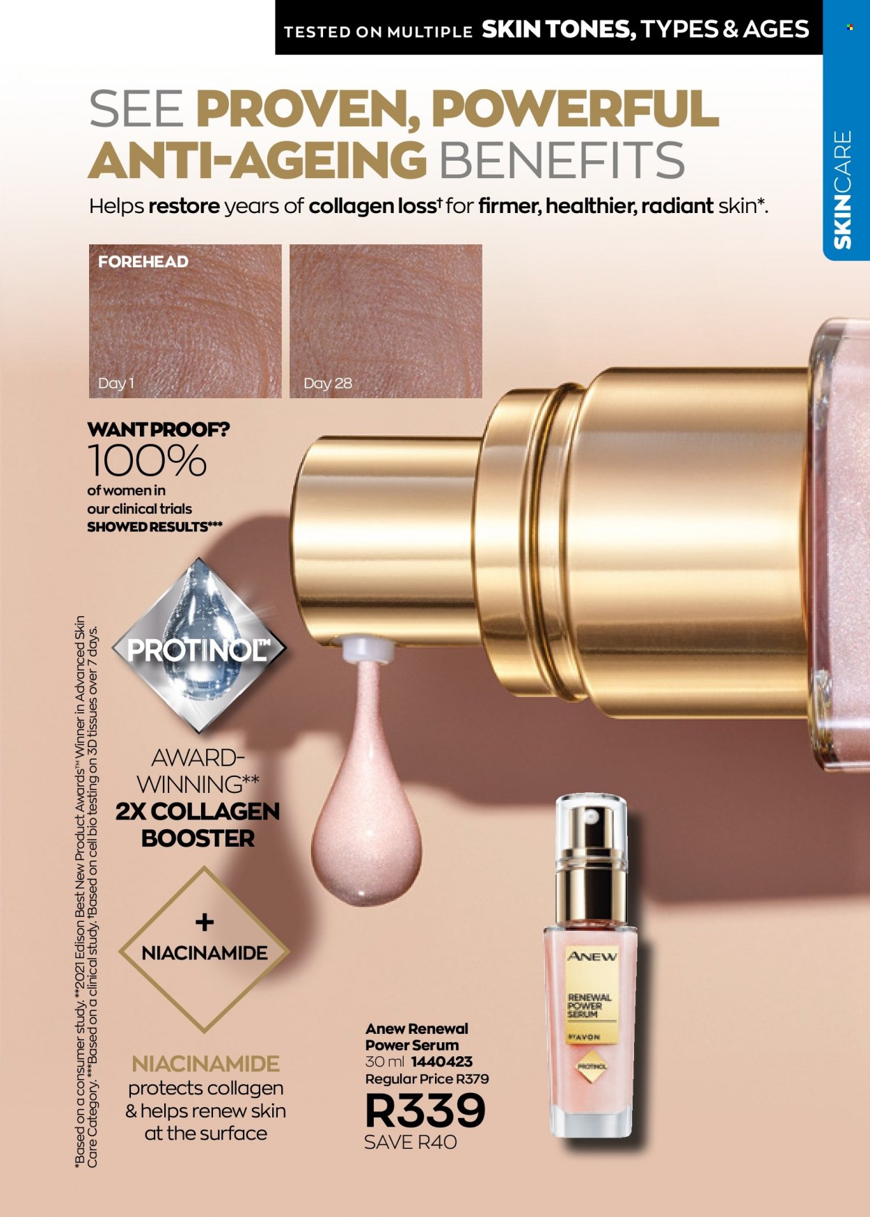 thumbnail - Avon catalogue  - 01/08/2022 - 31/08/2022 - Sales products - tissues, Anew, serum, Niacinamide. Page 107.