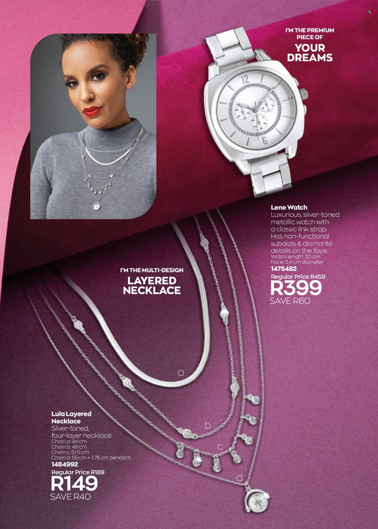 thumbnail - Avon catalogue  - 01/08/2022 - 31/08/2022 - Sales products - necklace, watch, pendant. Page 182.