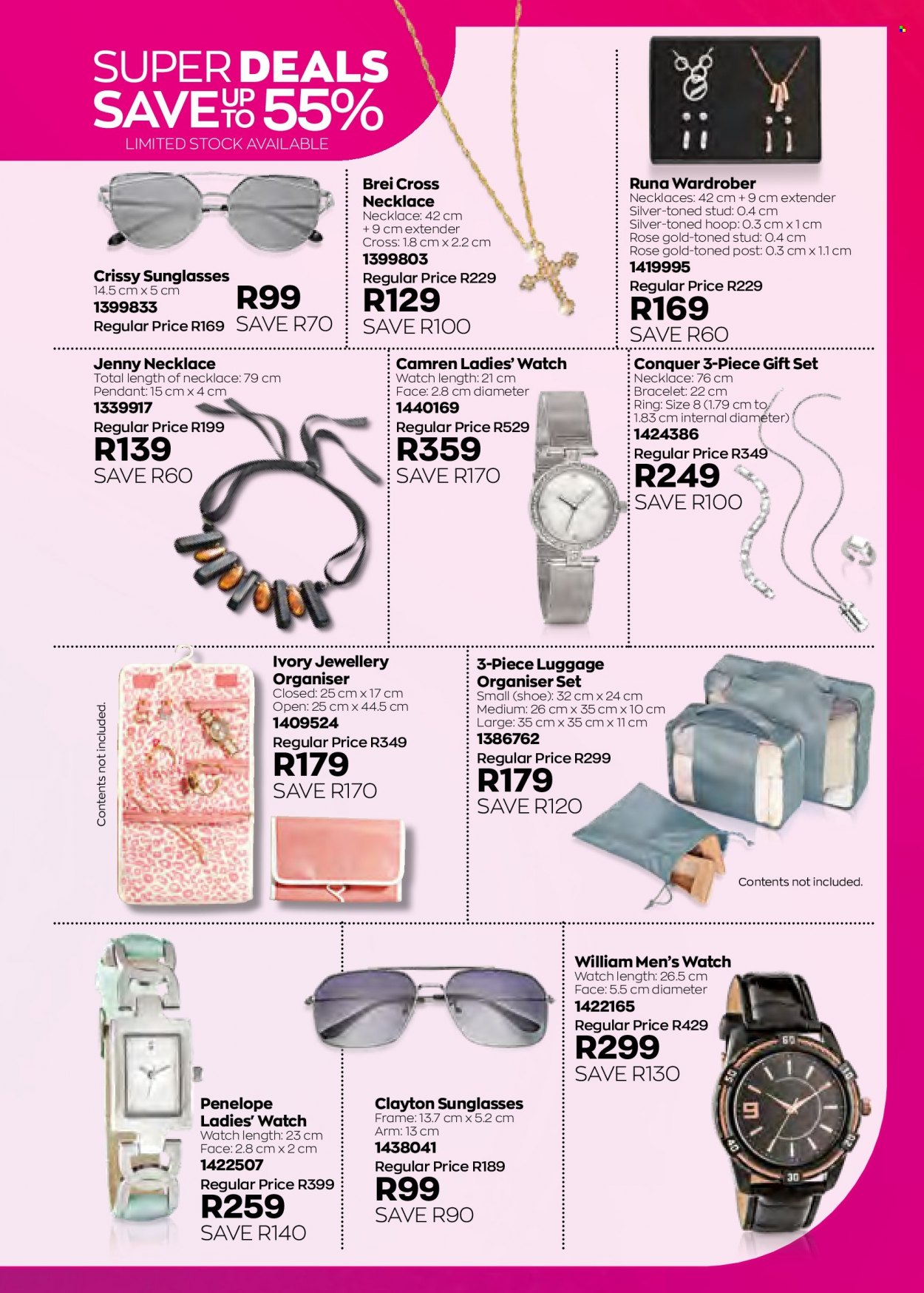 Avon catalogue  - 01/05/2022 - 31/05/2022 - Sales products - gift set, luggage, bracelet, necklace, sunglasses, watch, pendant. Page 175.