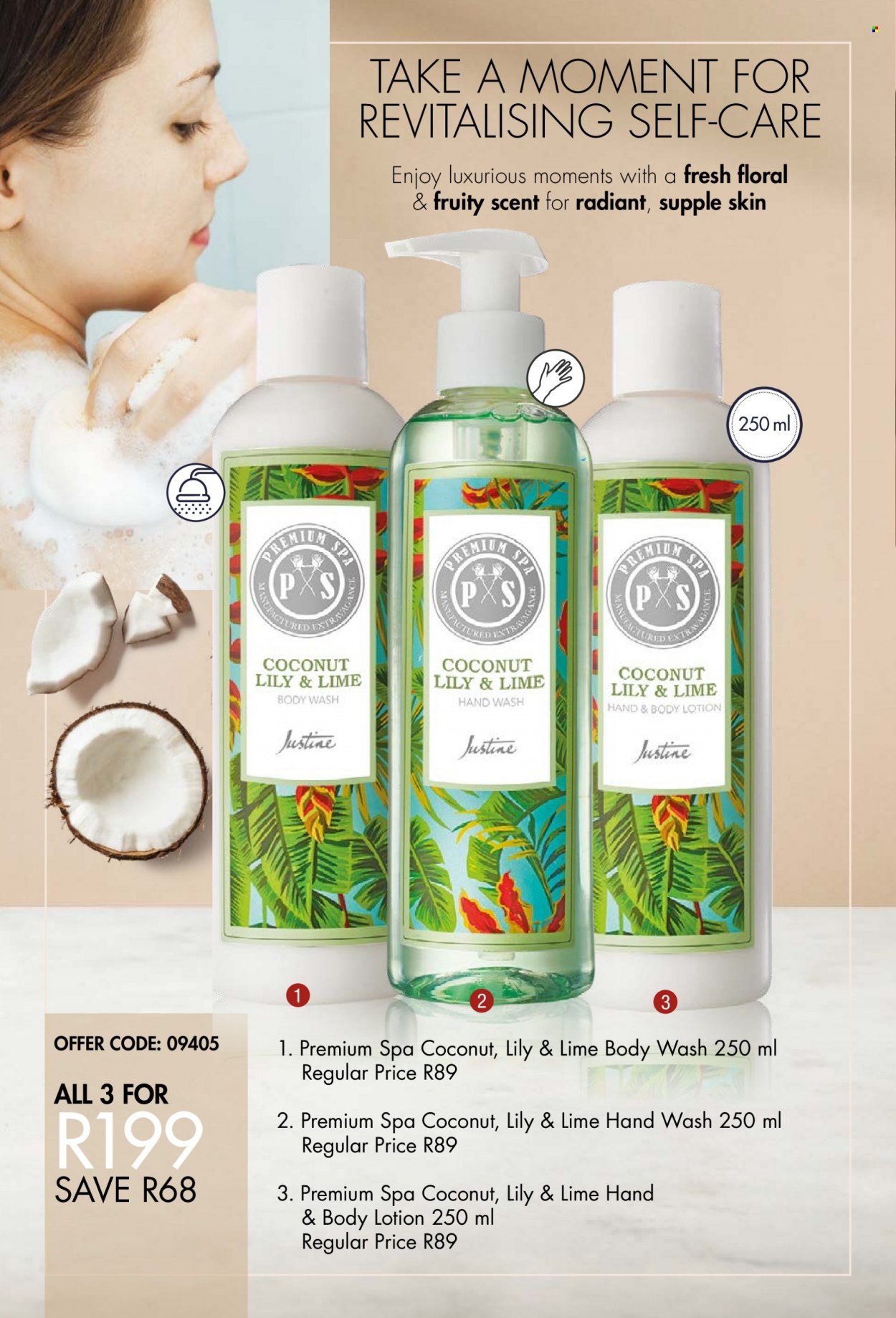 thumbnail - Justine catalogue  - 02/08/2022 - 31/08/2022 - Sales products - body wash, hand wash, body lotion. Page 20.