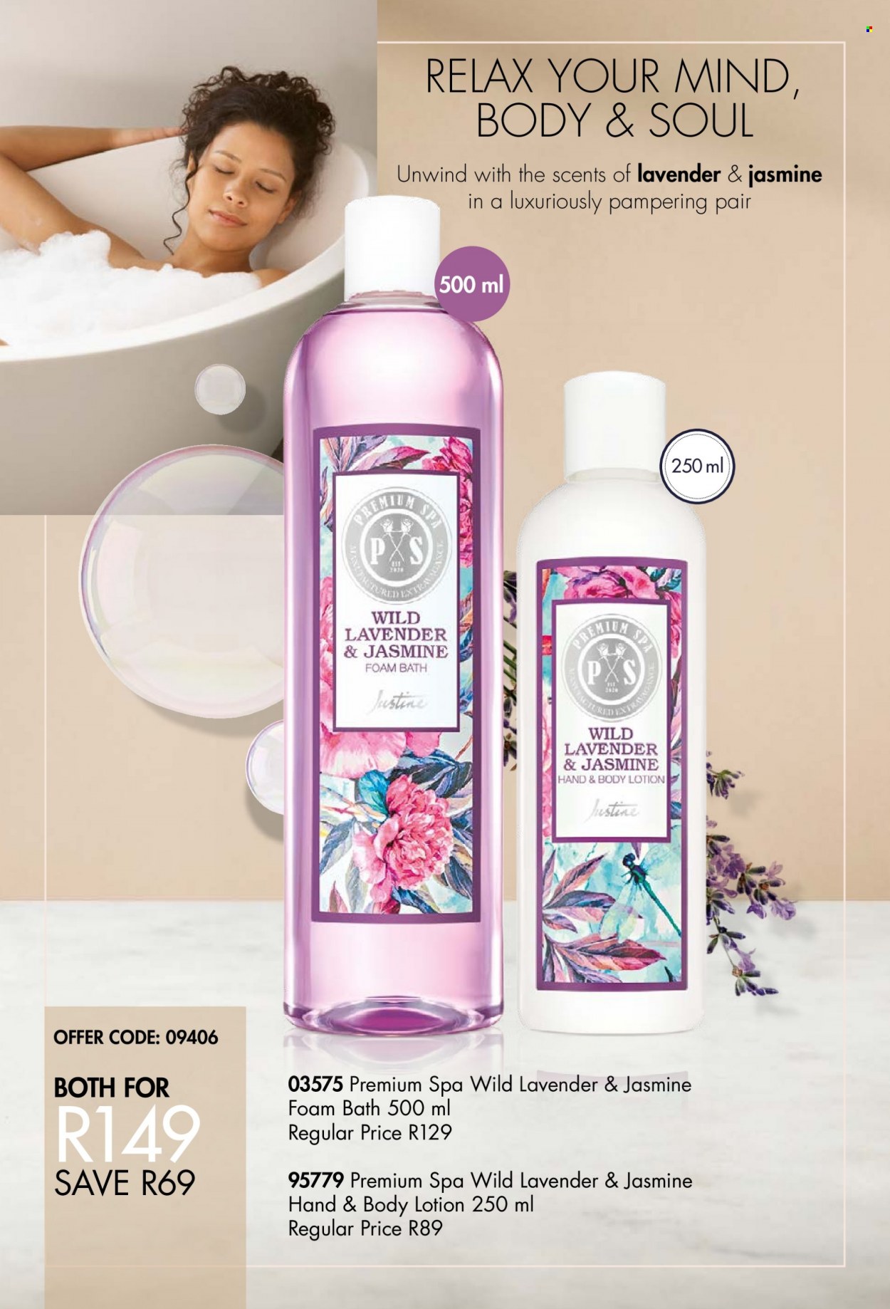 thumbnail - Justine catalogue  - 02/08/2022 - 31/08/2022 - Sales products - bath foam, body lotion. Page 22.
