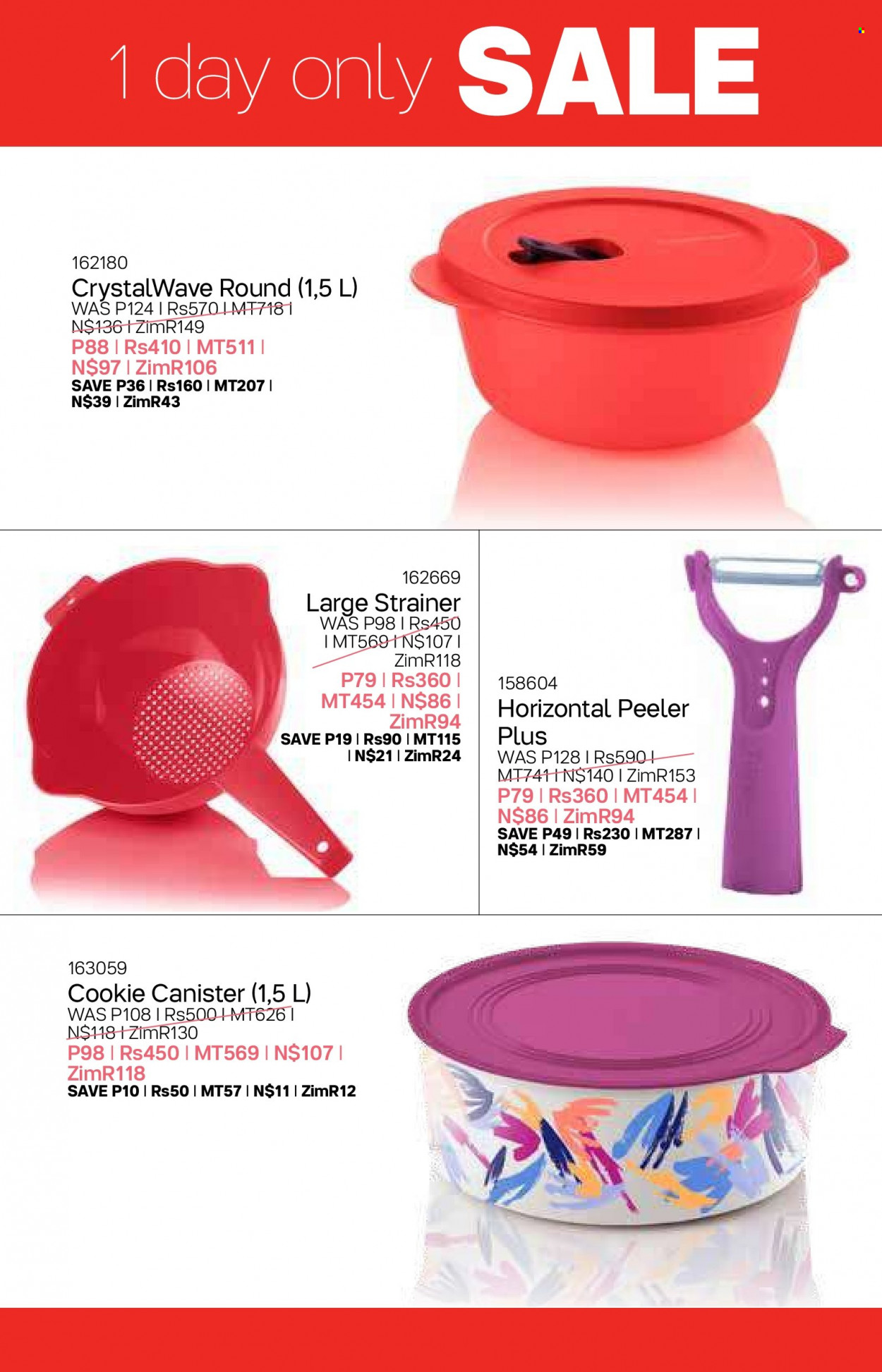 Tupperware catalogue  - 10/08/2022 - 06/09/2022 - Sales products - canister, peeler, cookie canister. Page 22.