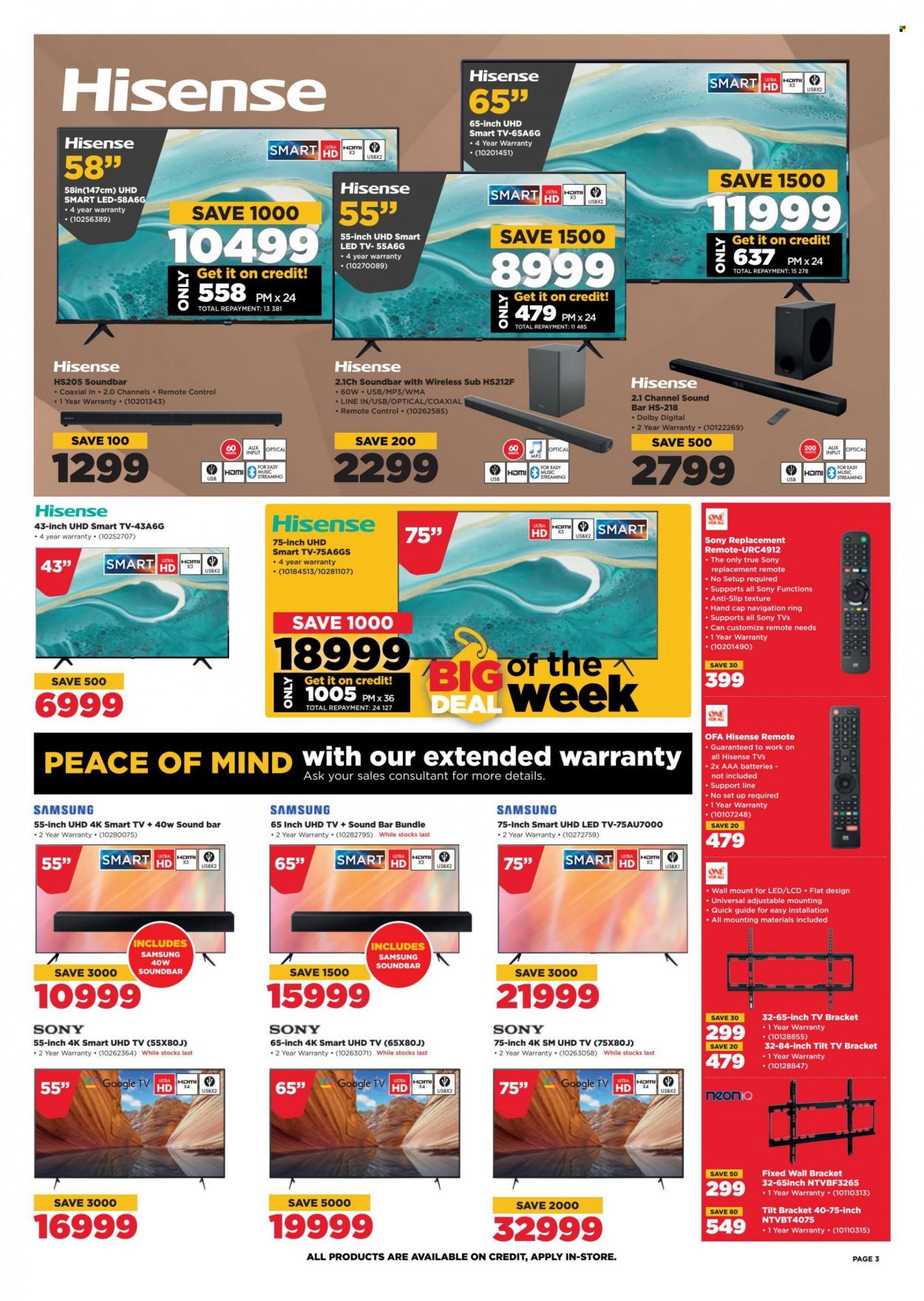 HiFiCorp catalogue  - 11/08/2022 - 21/08/2022 - Sales products - Sony, Samsung, Hisense, LED TV, smart tv, UHD TV, ultra hd, sound bar, remote control. Page 3.