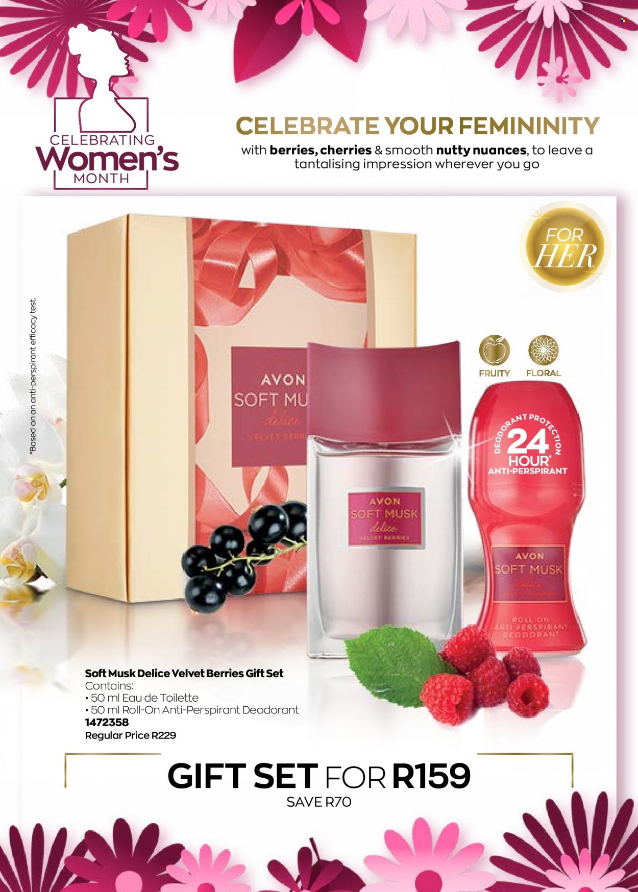 thumbnail - Avon catalogue  - 12/08/2022 - 31/08/2022 - Sales products - Avon, anti-perspirant, eau de toilette, roll-on, deodorant, gift set. Page 8.