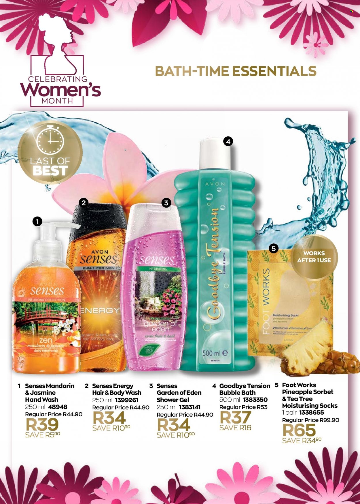 thumbnail - Avon catalogue  - 12/08/2022 - 31/08/2022 - Sales products - body wash, bubble bath, shower gel, hair & body wash, Avon, hand wash, foot mask. Page 28.
