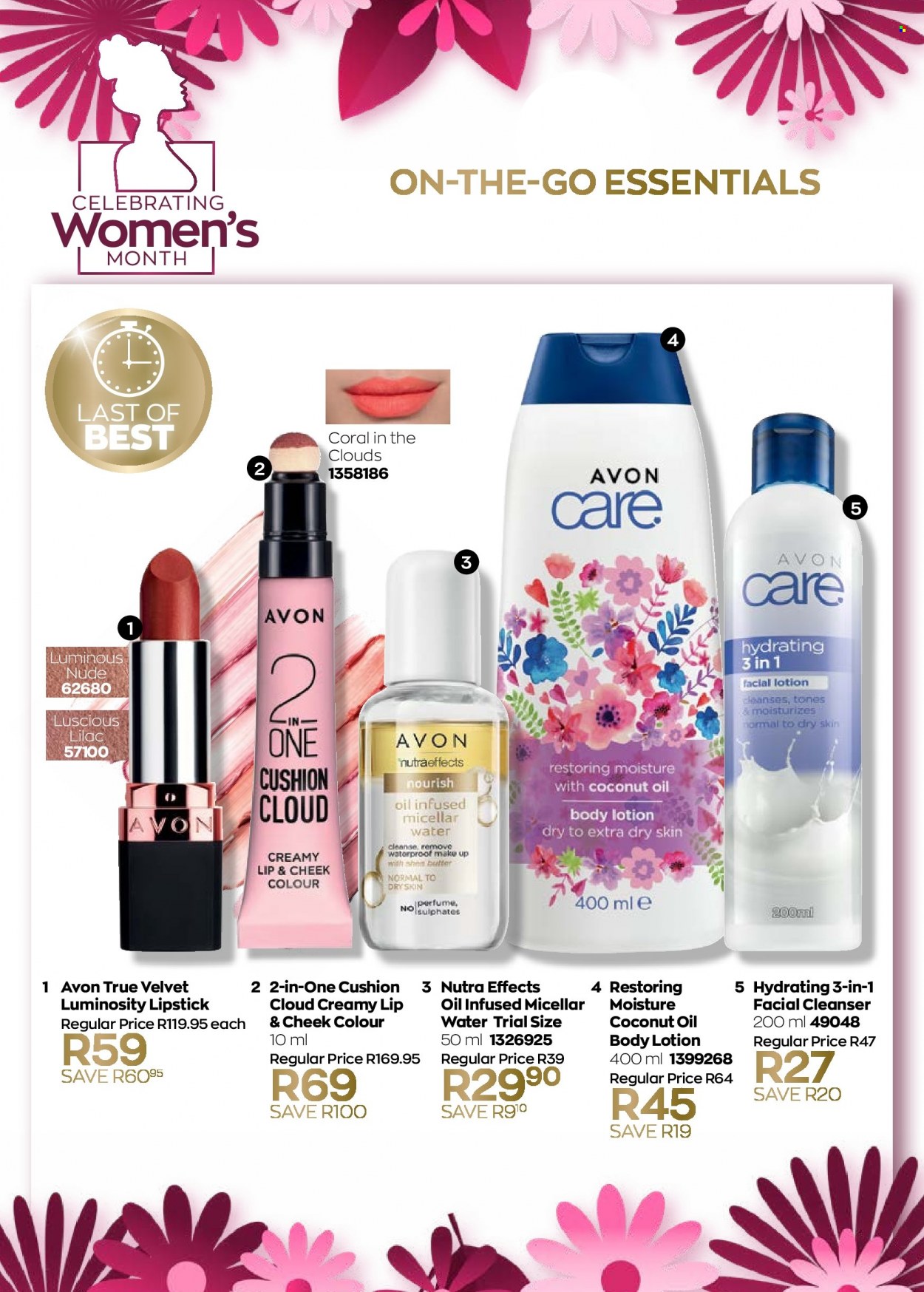 thumbnail - Avon catalogue  - 12/08/2022 - 31/08/2022 - Sales products - Avon, cleanser, micellar water, Nutra Effects, body lotion, eau de parfum, lipstick. Page 29.