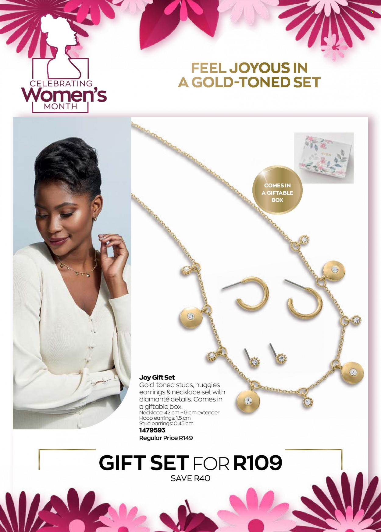 thumbnail - Avon catalogue  - 12/08/2022 - 31/08/2022 - Sales products - Avon, gift set, earrings, necklace, studs. Page 49.