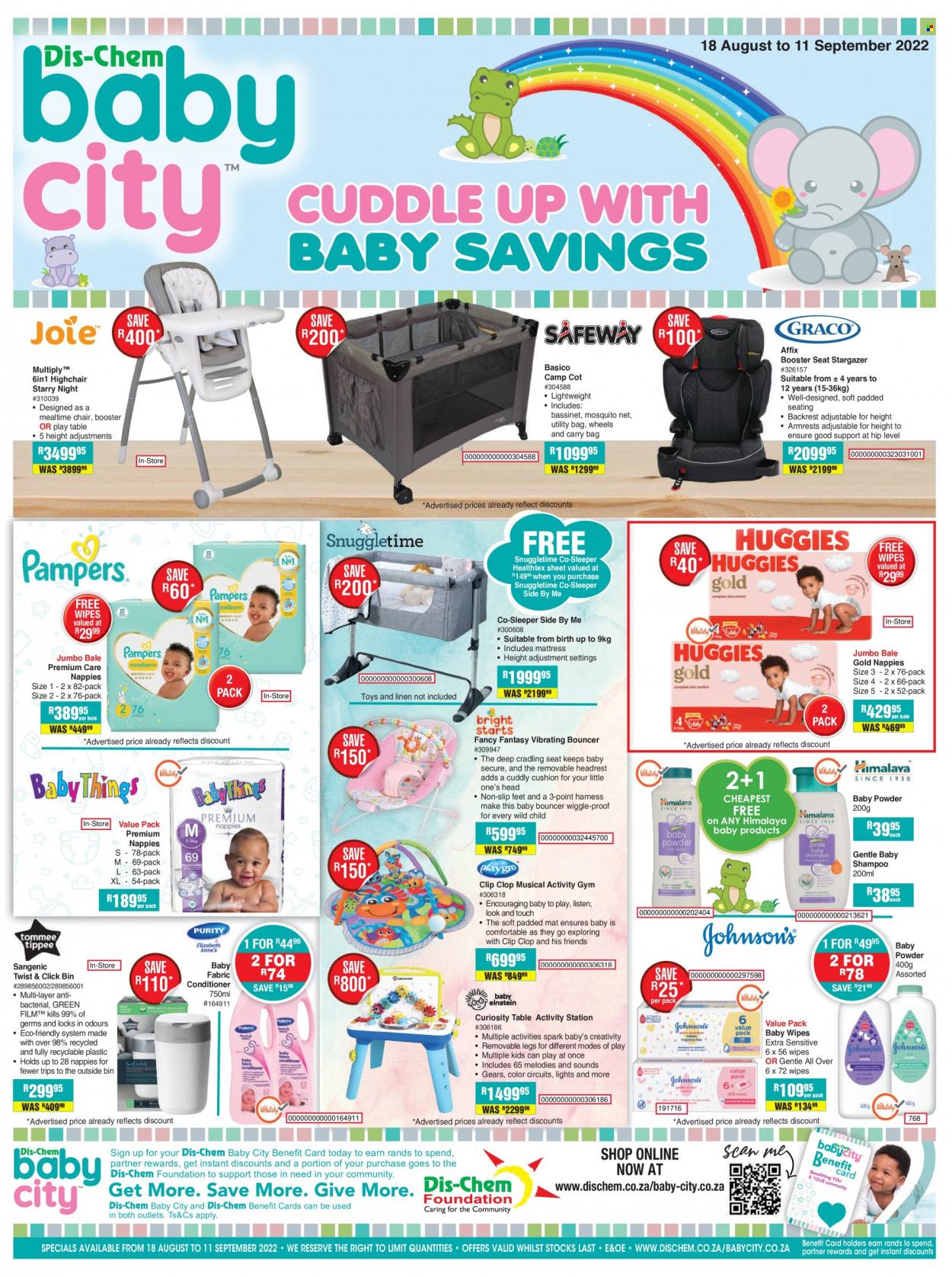 Dis-Chem catalogue  - 18/08/2022 - 11/09/2022 - Sales products - wipes, baby wipes, baby powder, fabric conditioner, shampoo. Page 1.