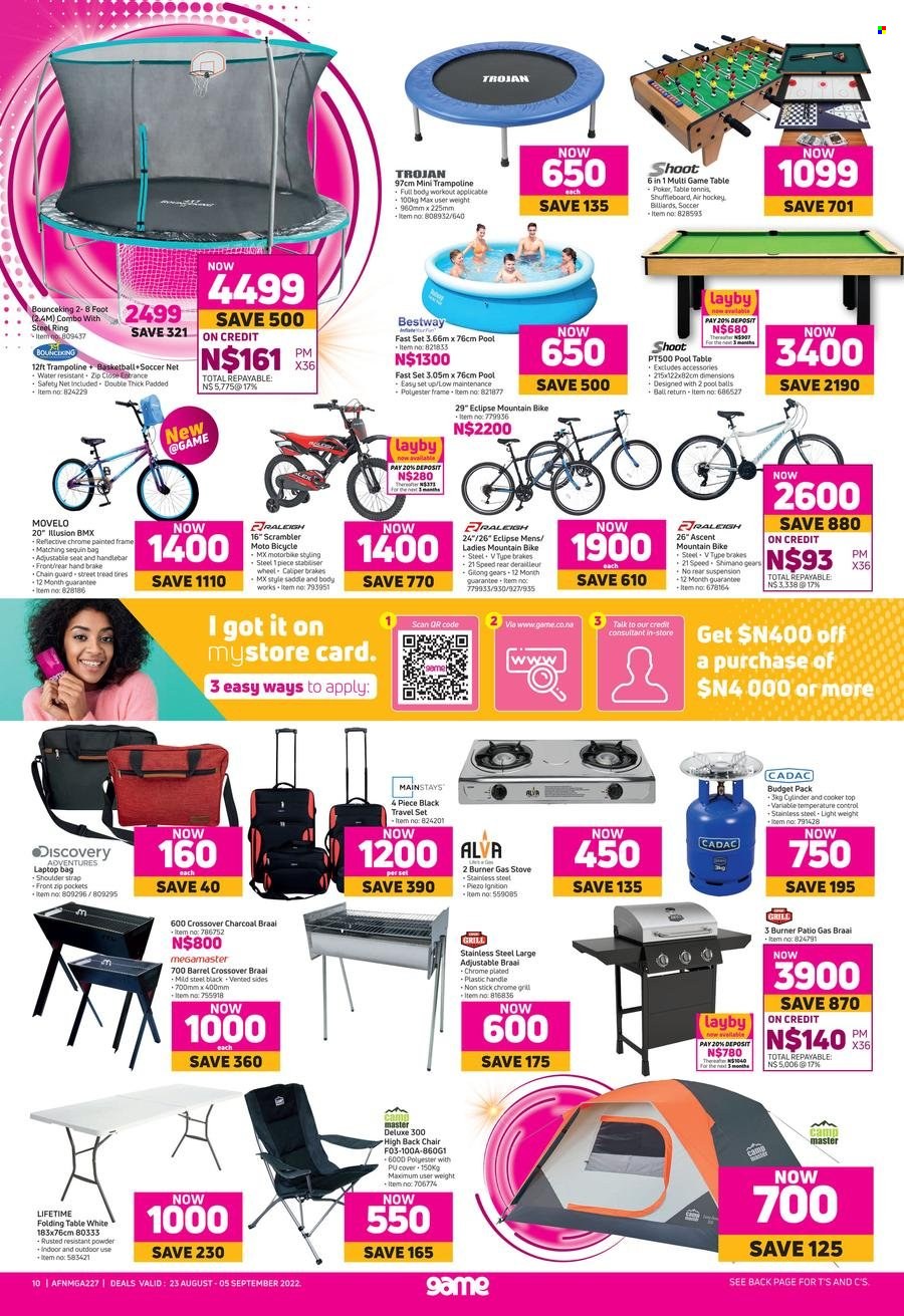 Game catalogue  - 23/08/2022 - 05/09/2022 - Sales products - laptop, stove, gas stove, table, folding table, gas braai, braai, charcoal braai, Eclipse. Page 10.