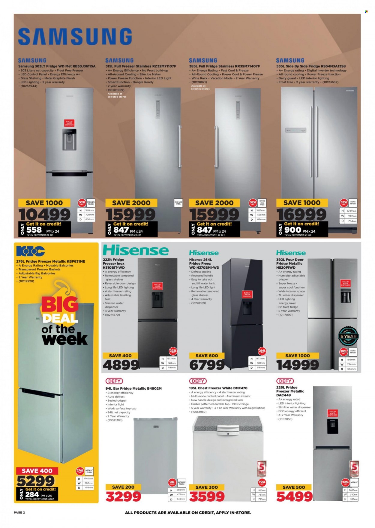 thumbnail - HiFiCorp catalogue  - 24/08/2022 - 30/08/2022 - Sales products - Samsung, Hisense, WD, freezer, chest freezer, bar fridge, ice maker, refrigerator, fridge. Page 2.