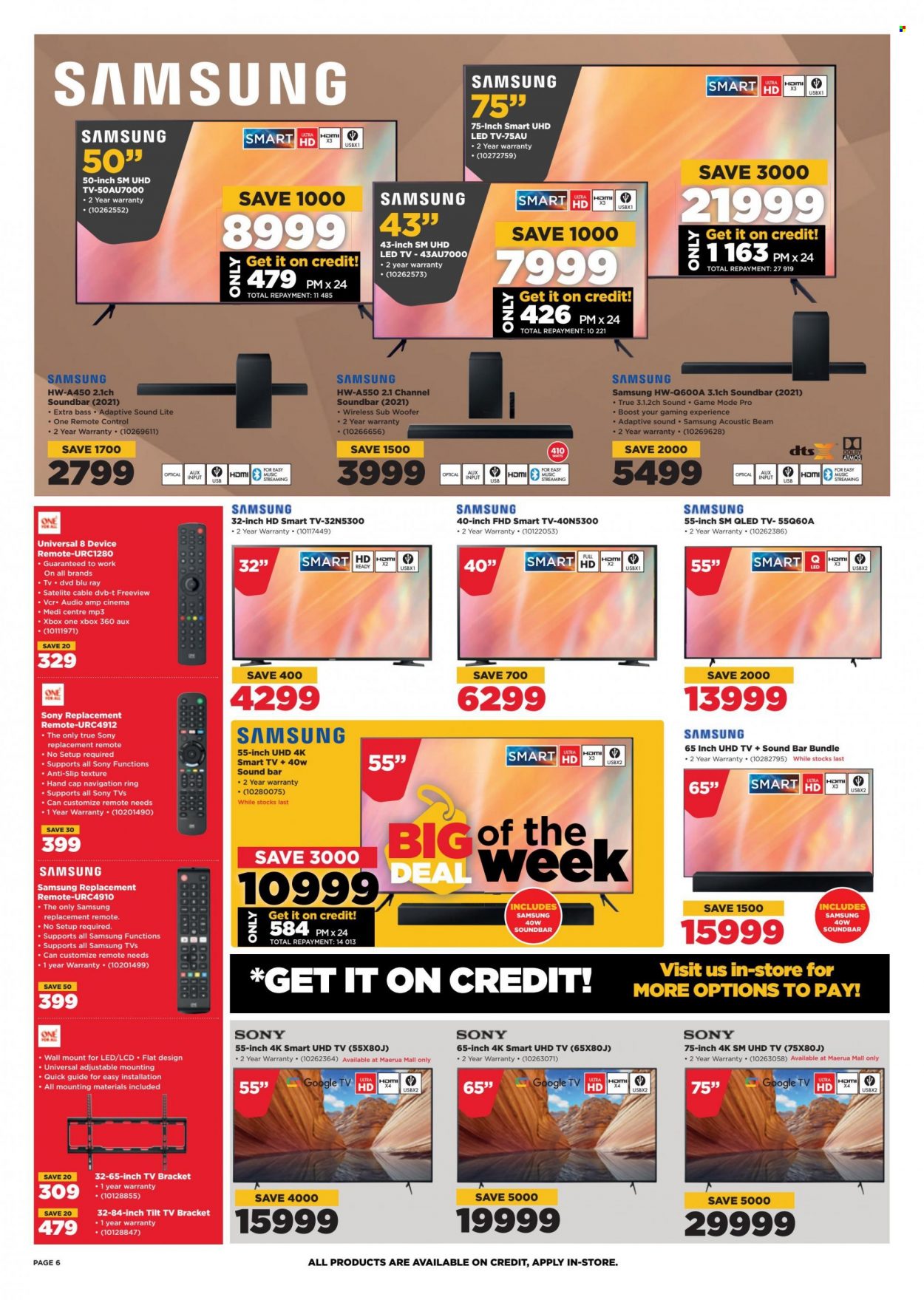 HiFiCorp catalogue  - 24/08/2022 - 30/08/2022 - Sales products - Sony, Samsung, Xbox One, Xbox, LED TV, smart tv, UHD TV, ultra hd, qled tv, sound bar, remote control, tv bracket. Page 6.