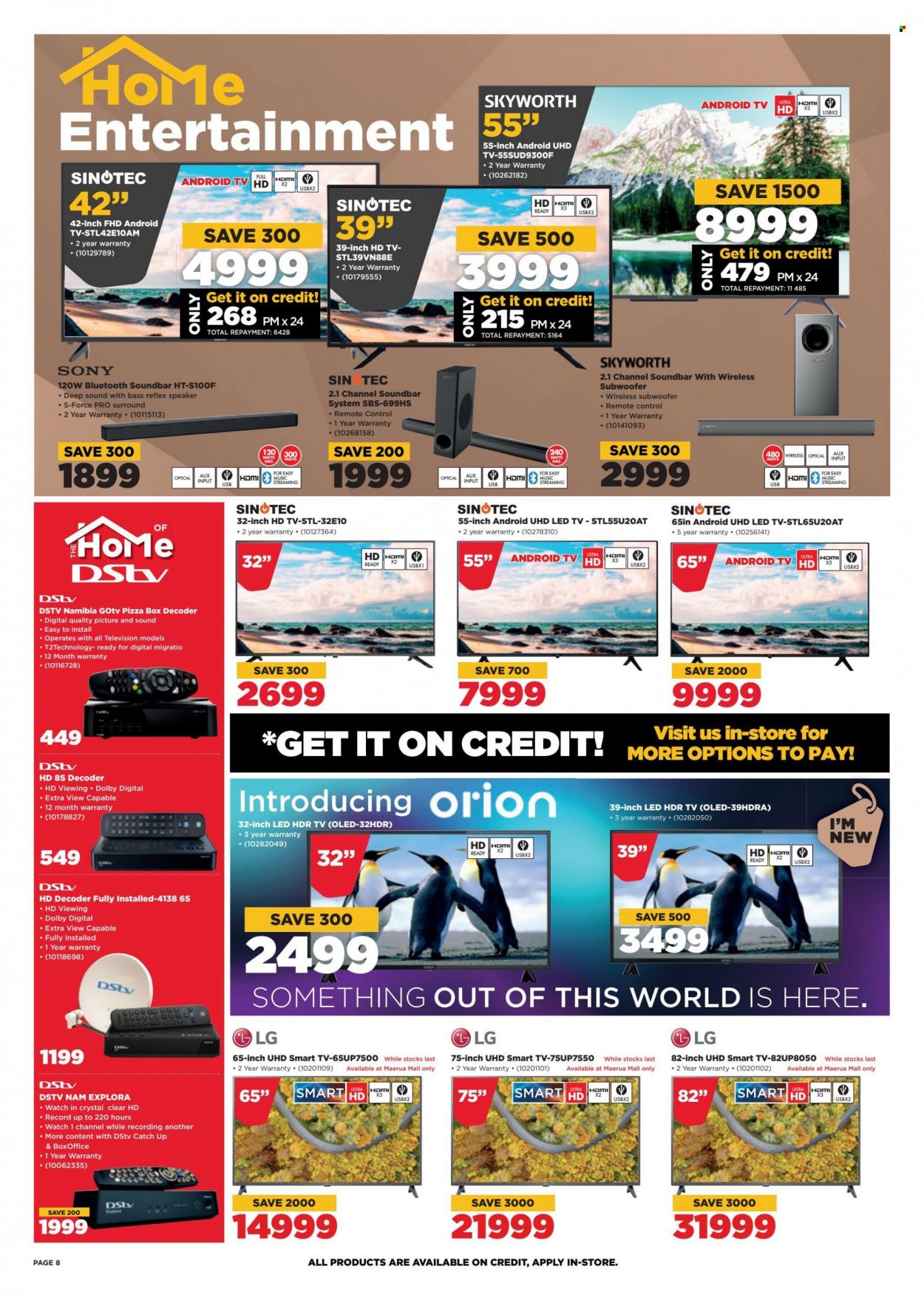 HiFiCorp catalogue  - 24/08/2022 - 30/08/2022 - Sales products - LG, Sony, Android TV, LED TV, smart tv, UHD TV, HDTV, TV, Skyworth, SINOTEC, decoder, speaker, subwoofer, wireless subwoofer, sound bar, soundbar system, remote control. Page 8.