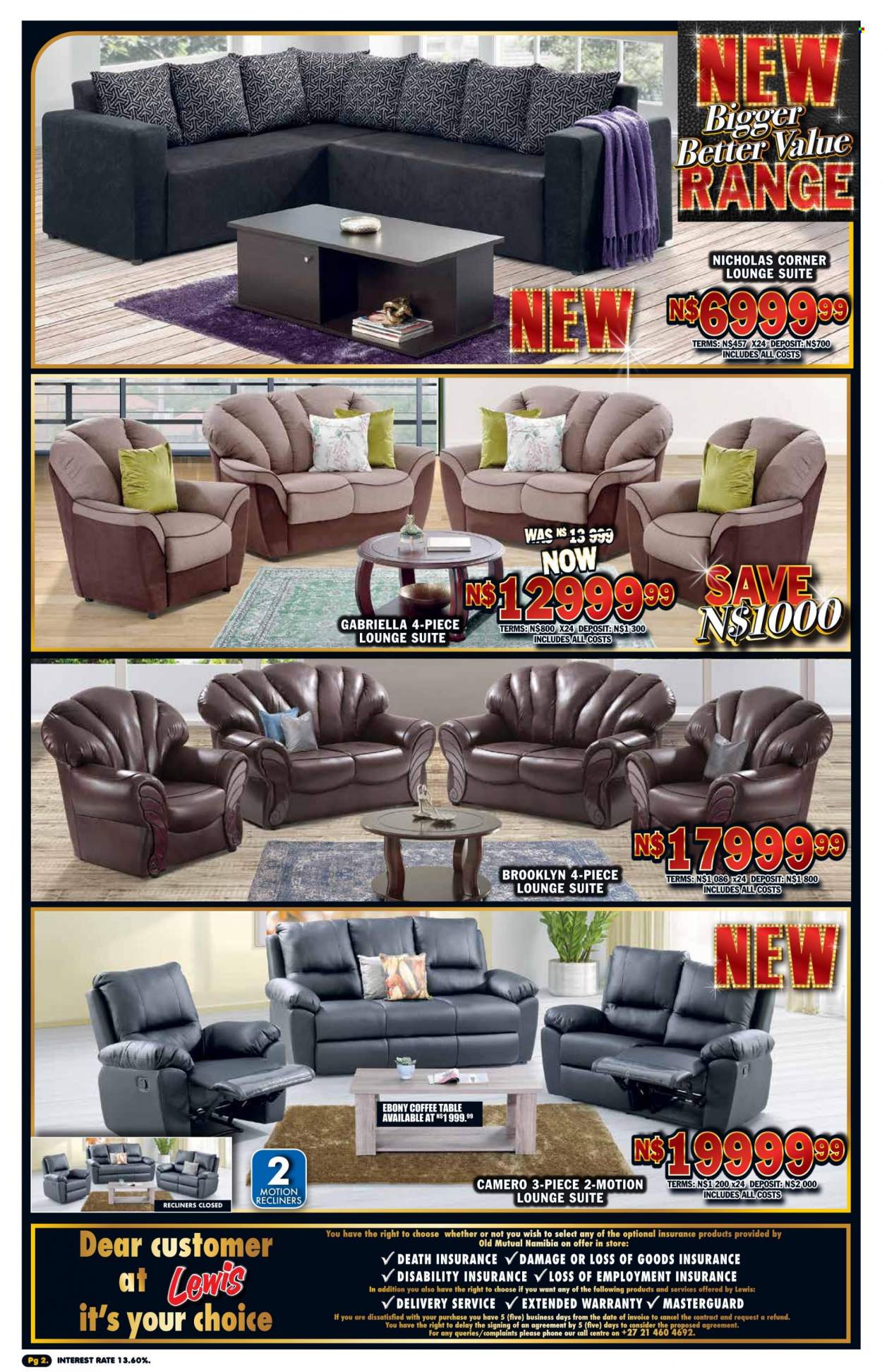 Lewis catalogue  - 25/08/2022 - 17/09/2022 - Sales products - table, lounge suite, lounge, coffee table. Page 2.