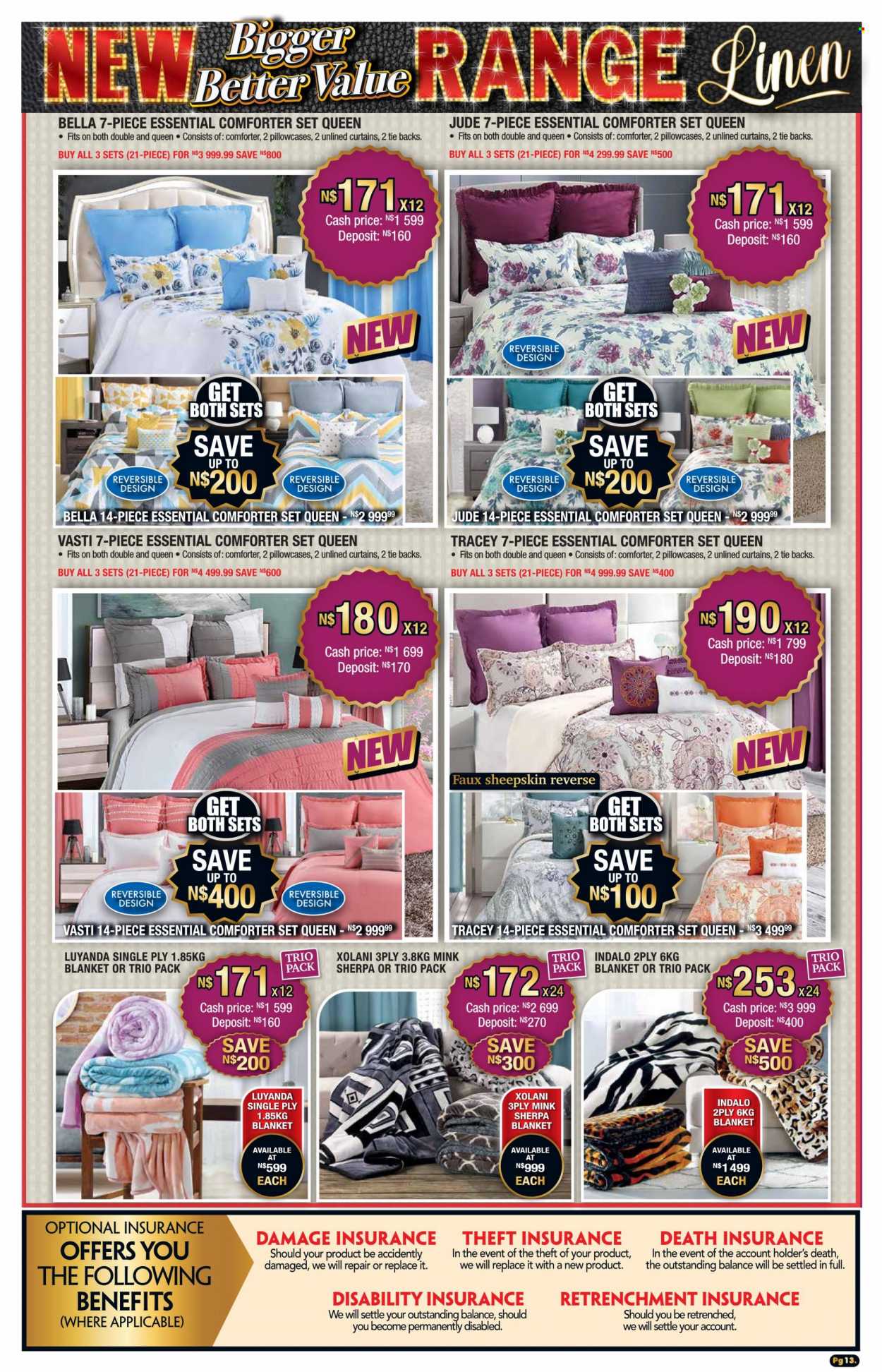 Lewis catalogue  - 25/08/2022 - 17/09/2022 - Sales products - blanket, comforter, linens, pillowcases, curtains. Page 13.