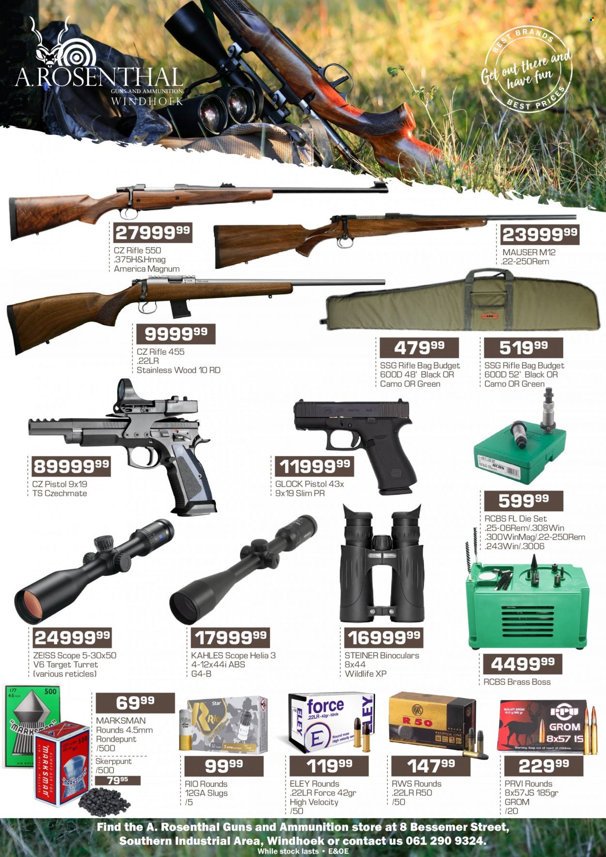 Agra catalogue  - 19/04/2022 - 18/05/2022 - Sales products - bag, binoculars, glock, pistol, scope. Page 9.