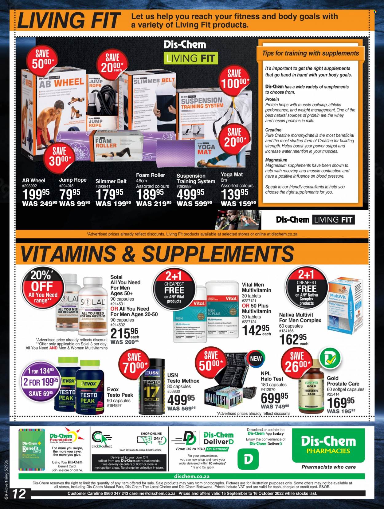 thumbnail - Dis-Chem catalogue  - 15/09/2022 - 16/10/2022 - Sales products - roller, magnesium, multivitamin, Nativa. Page 12.