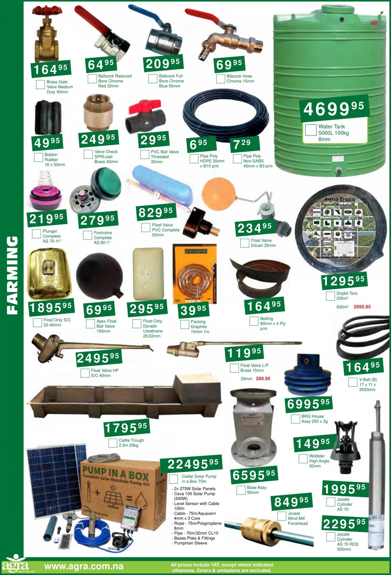 Agra catalogue  - 20/09/2022 - 18/10/2022 - Sales products - water tank, pipe, eraser, tank, belt, solar panel. Page 8.