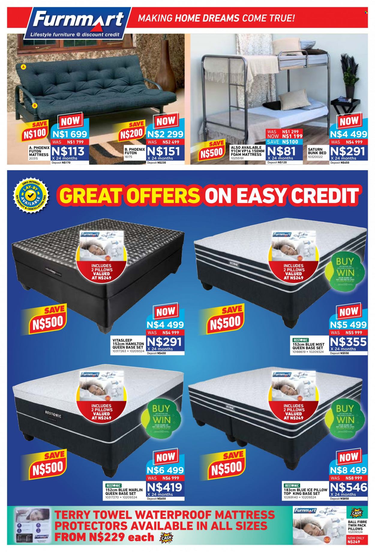 Furnmart catalogue  - 19/09/2022 - 15/10/2022 - Sales products - bed, base set, bunk bed, mattress, mattress protector, foam mattress. Page 2.