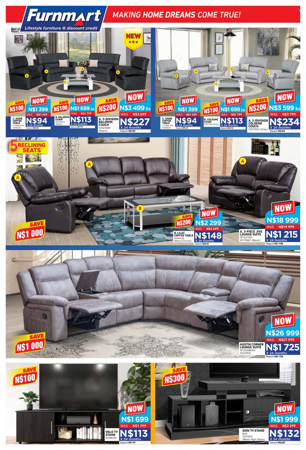 Furnmart catalogue  - 19/09/2022 - 15/10/2022 - Sales products - table, chair, lounge suite, couch, lounge, coffee table, TV stand. Page 4.