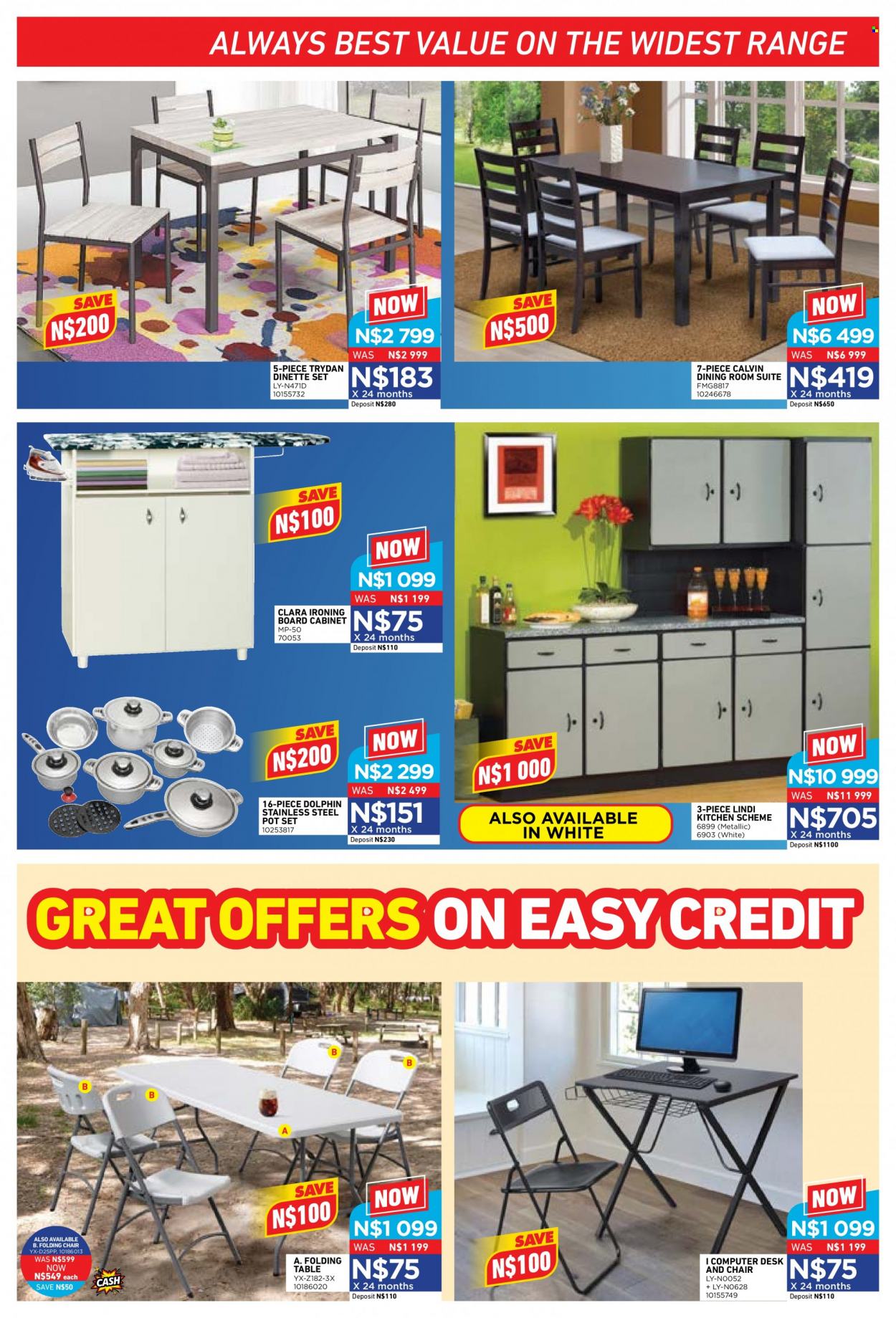 Furnmart catalogue  - 19/09/2022 - 15/10/2022 - Sales products - cabinet, kitchen scheme, table, dining room suite, chair, desk, folding table, folding chair, computer. Page 5.
