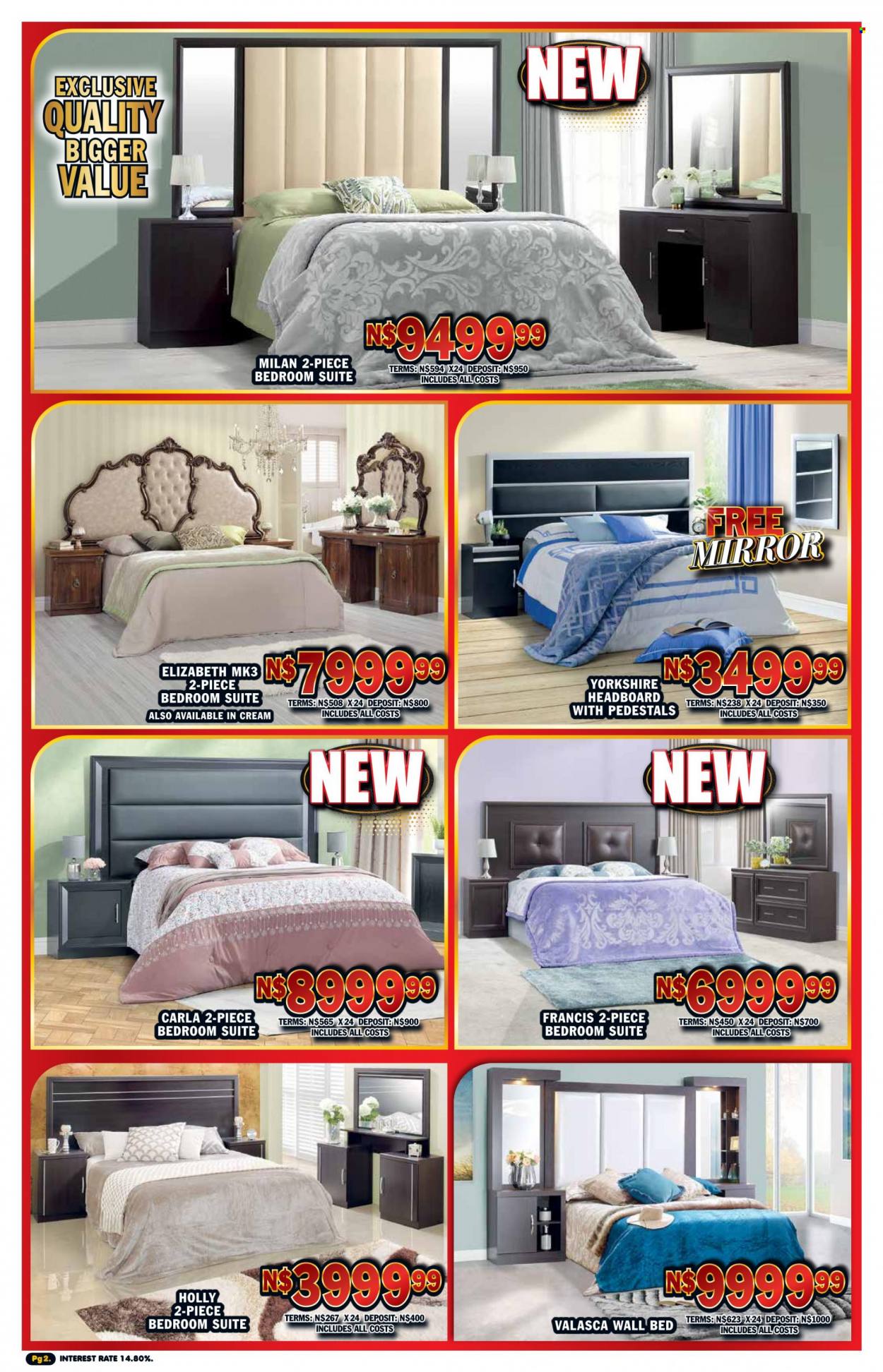 Lewis catalogue  - 19/09/2022 - 15/10/2022 - Sales products - bedroom suite, bed, headboard, mirror. Page 2.