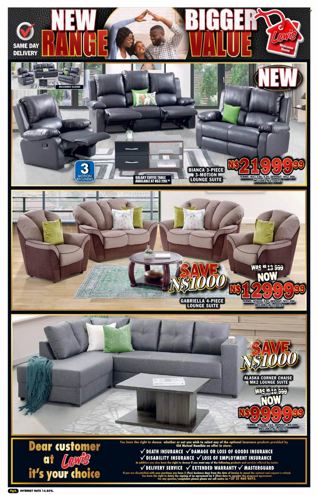 Lewis catalogue  - 19/09/2022 - 15/10/2022 - Sales products - table, lounge suite, lounge, coffee table. Page 8.