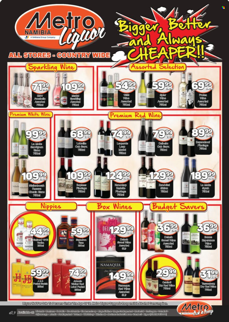 Metro catalogue  - 20/09/2022 - 09/10/2022 - Sales products - red wine, sparkling wine, white wine, wine, alcohol, KWV. Page 2.