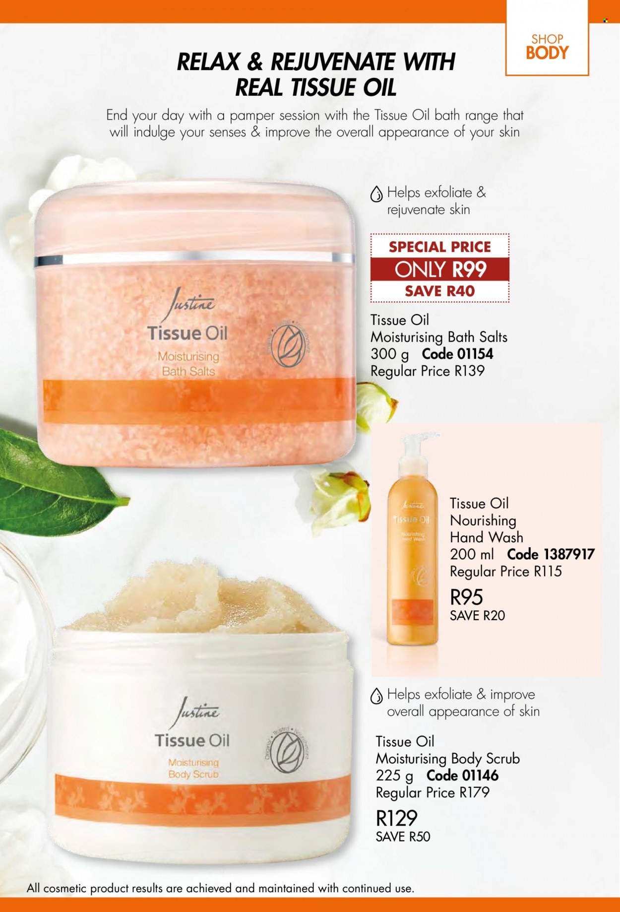 thumbnail - Justine catalogue  - 01/10/2022 - 31/10/2022 - Sales products - tissues, hand wash, body scrub. Page 60.