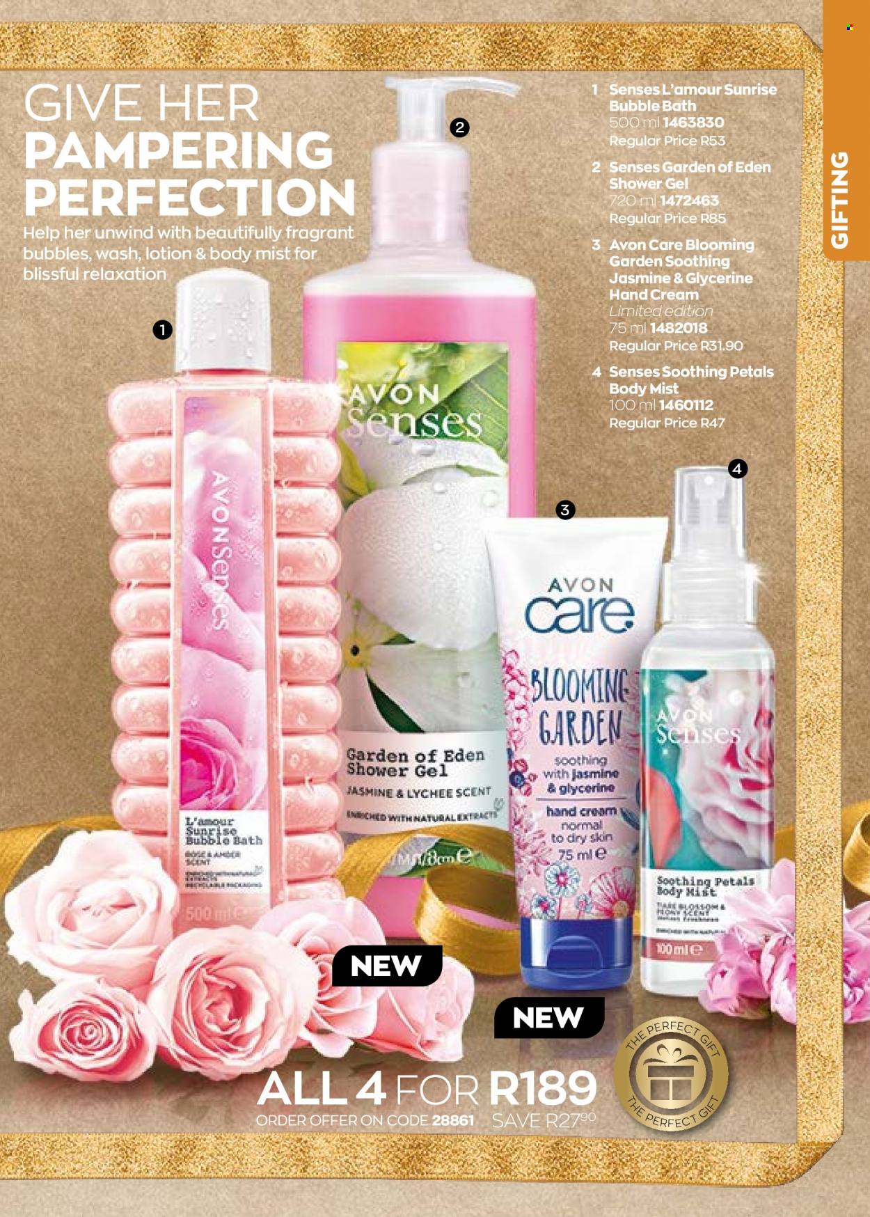thumbnail - Avon catalogue  - 01/10/2022 - 31/10/2022 - Sales products - bubble bath, shower gel, Avon, body lotion, body mist, hand cream. Page 39.