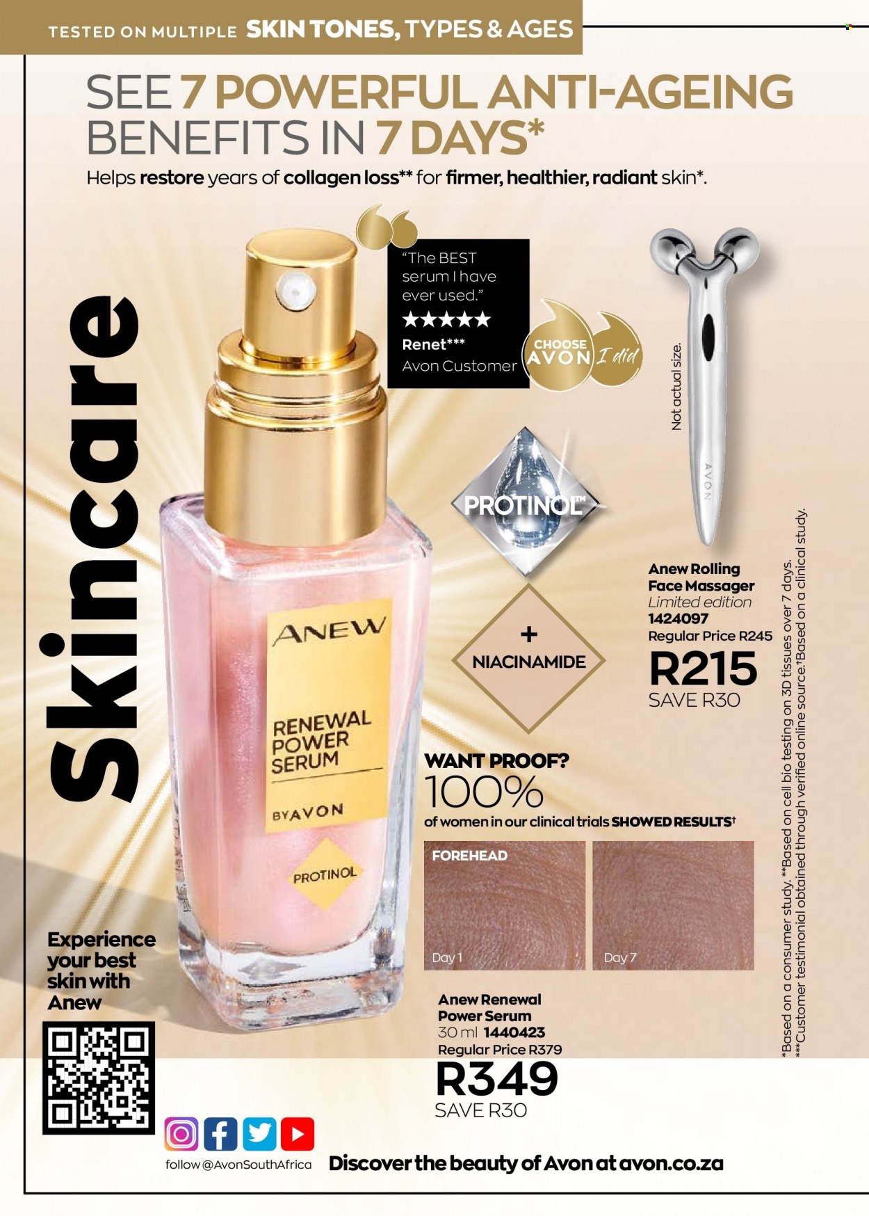 thumbnail - Avon catalogue  - 01/10/2022 - 31/10/2022 - Sales products - tissues, Avon, Anew, serum, Niacinamide. Page 100.