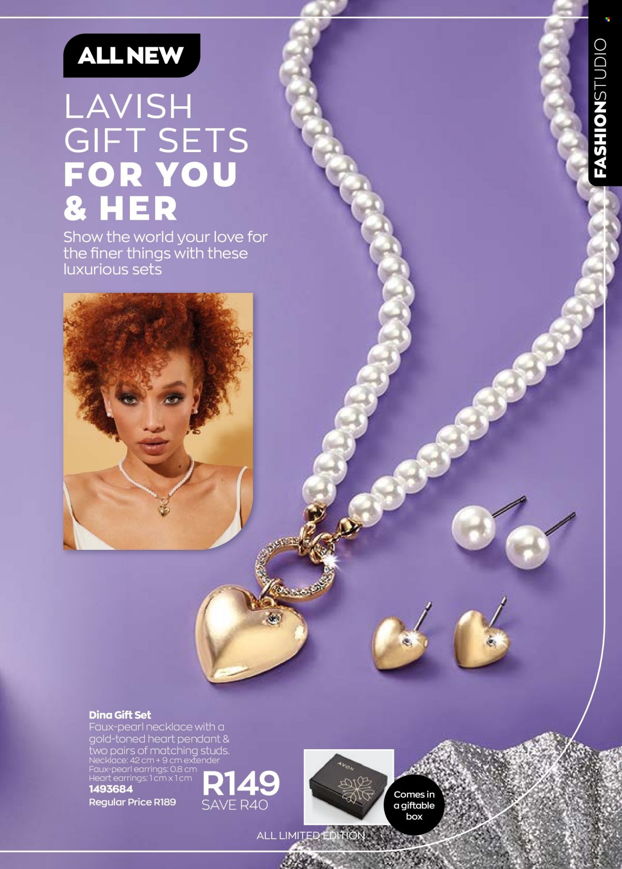 thumbnail - Avon catalogue  - 01/10/2022 - 31/10/2022 - Sales products - Avon, gift set, earrings, necklace, studs, pendant. Page 201.