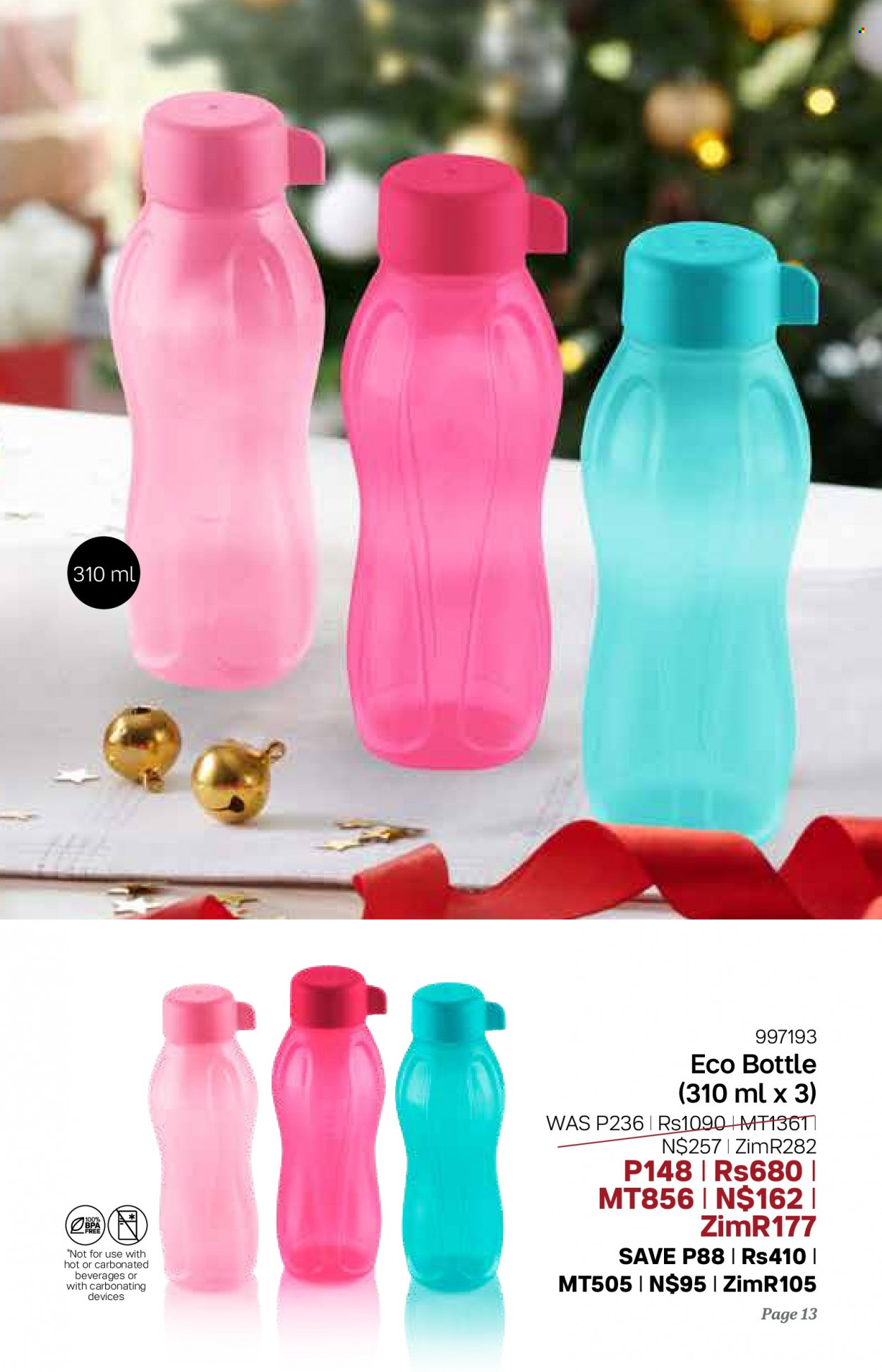 Tupperware catalogue  - 09/11/2022 - 06/12/2022 - Sales products - eco bottle. Page 13.