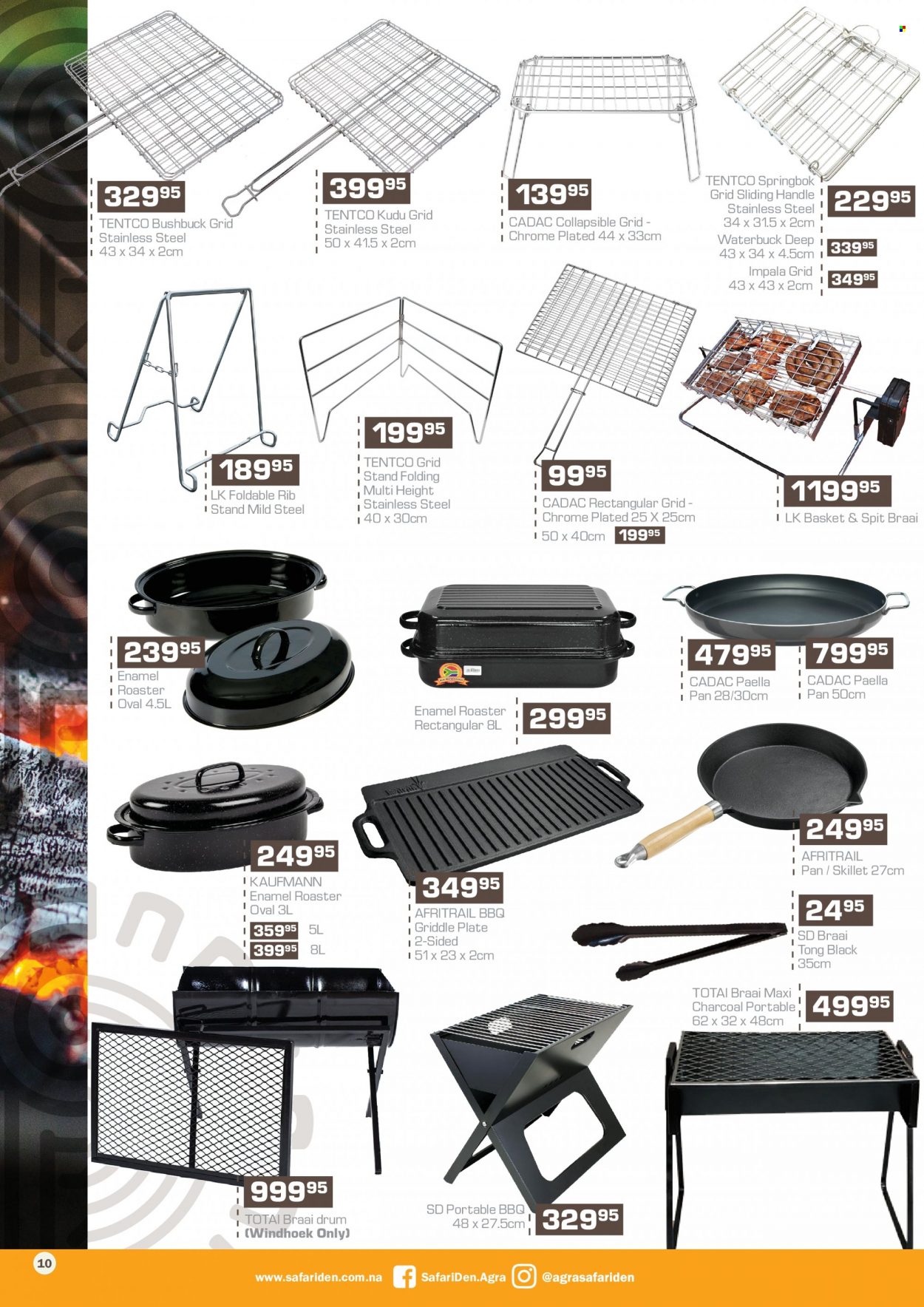 Agra catalogue  - 17/11/2022 - 08/01/2023 - Sales products - basket, charcoal, tong, braai, portable barbecue. Page 10.