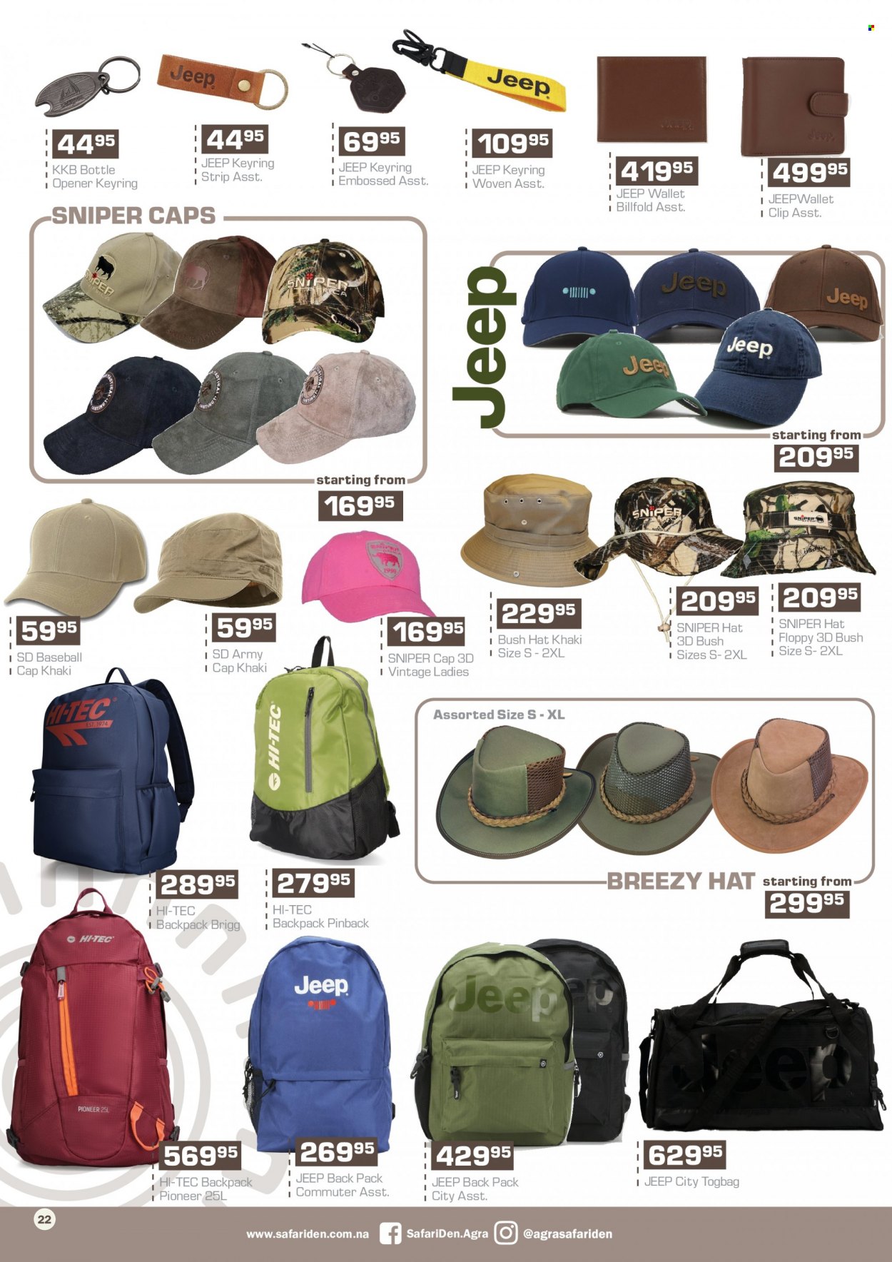 Agra catalogue  - 17/11/2022 - 08/01/2023 - Sales products - HI-TEC, backpack, wallet. Page 22.