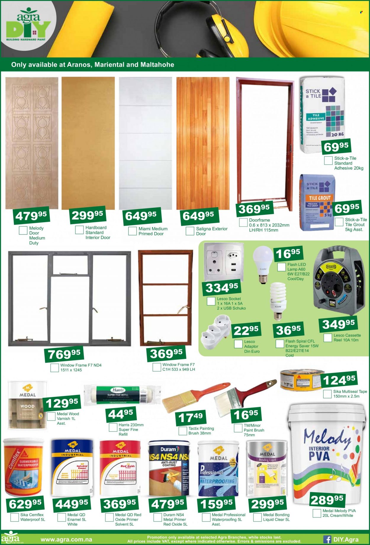 Agra catalogue  - 22/11/2022 - 13/12/2022 - Sales products - paint brush, adhesive, Duram, Medal, lamp, socket, reel. Page 5.