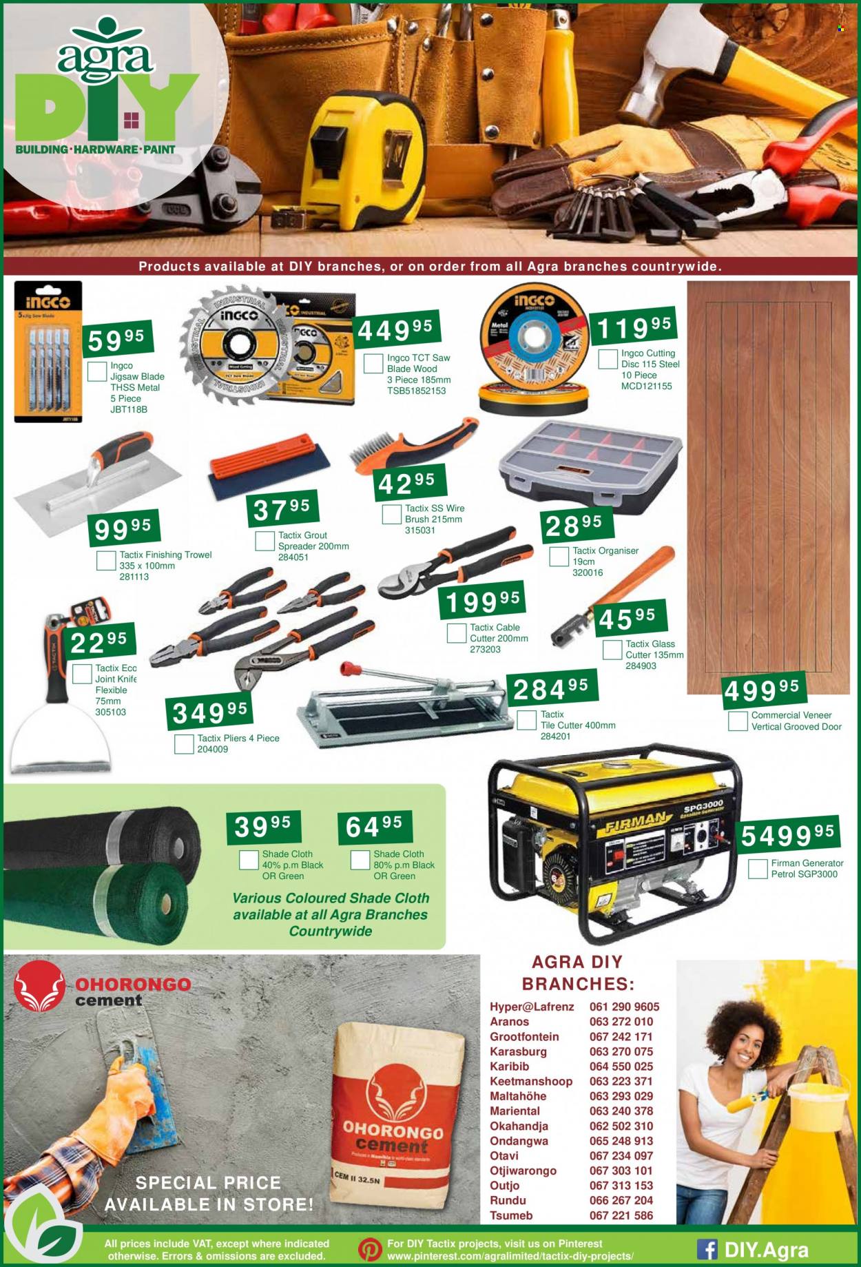 Agra catalogue  - 22/11/2022 - 13/12/2022 - Sales products - knife, cutter, door, saw, spreader, pliers, glass cutter, wire brush, brush, generator. Page 12.
