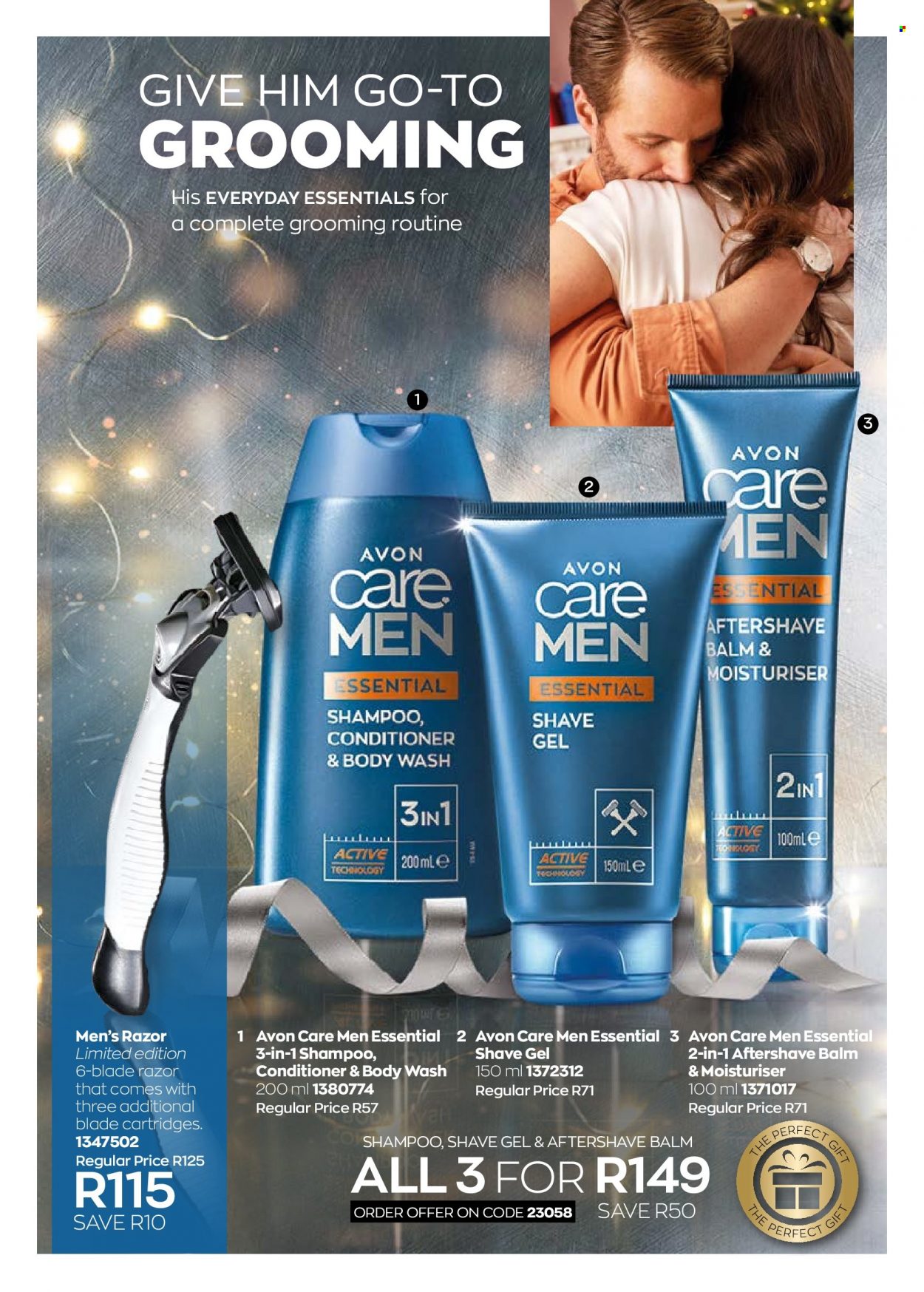 thumbnail - Avon catalogue  - 01/12/2022 - 31/12/2022 - Sales products - body wash, shampoo, Avon, conditioner, after shave, razor, shave gel. Page 35.