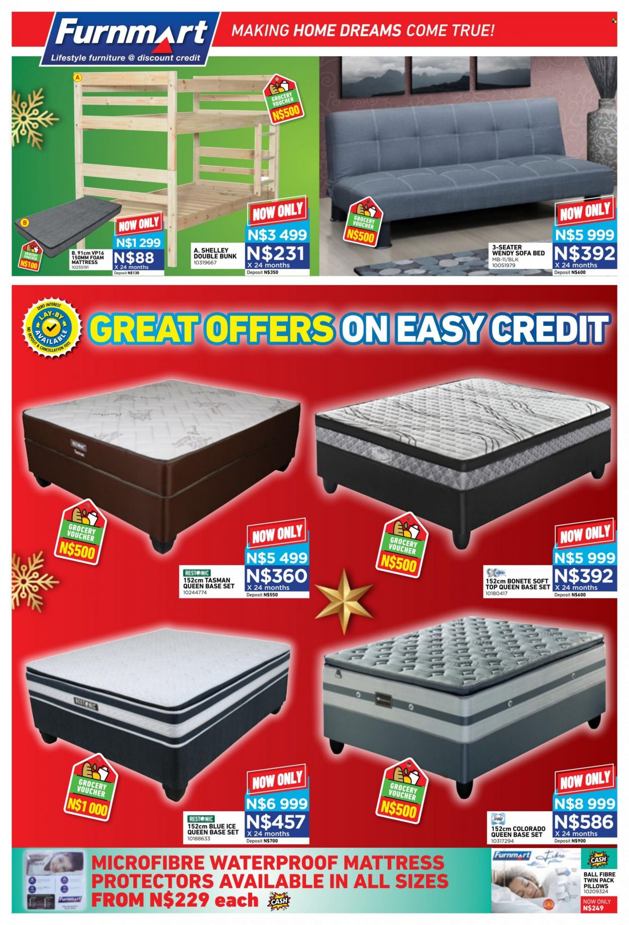 thumbnail - Furnmart catalogue  - 07/12/2022 - 31/12/2022 - Sales products - sofa, sofa bed, bed, base set, mattress, mattress protector, foam mattress. Page 2.