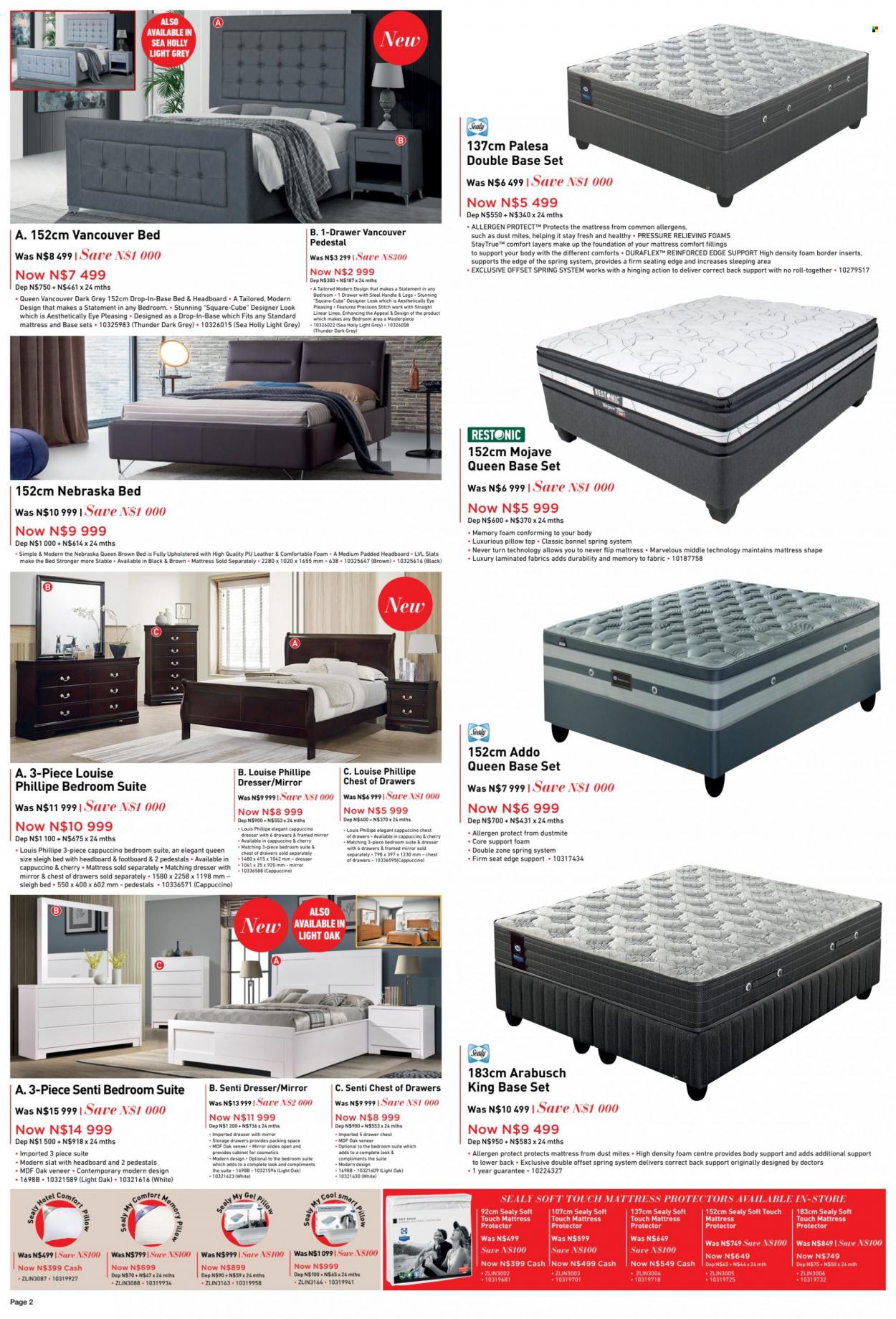 HomeCorp catalogue  - 08/12/2022 - 12/12/2022 - Sales products - cabinet, chest of drawers, bedroom suite, bed, base set, headboard, mattress, mattress protector, dresser, mirror, pillow. Page 2.