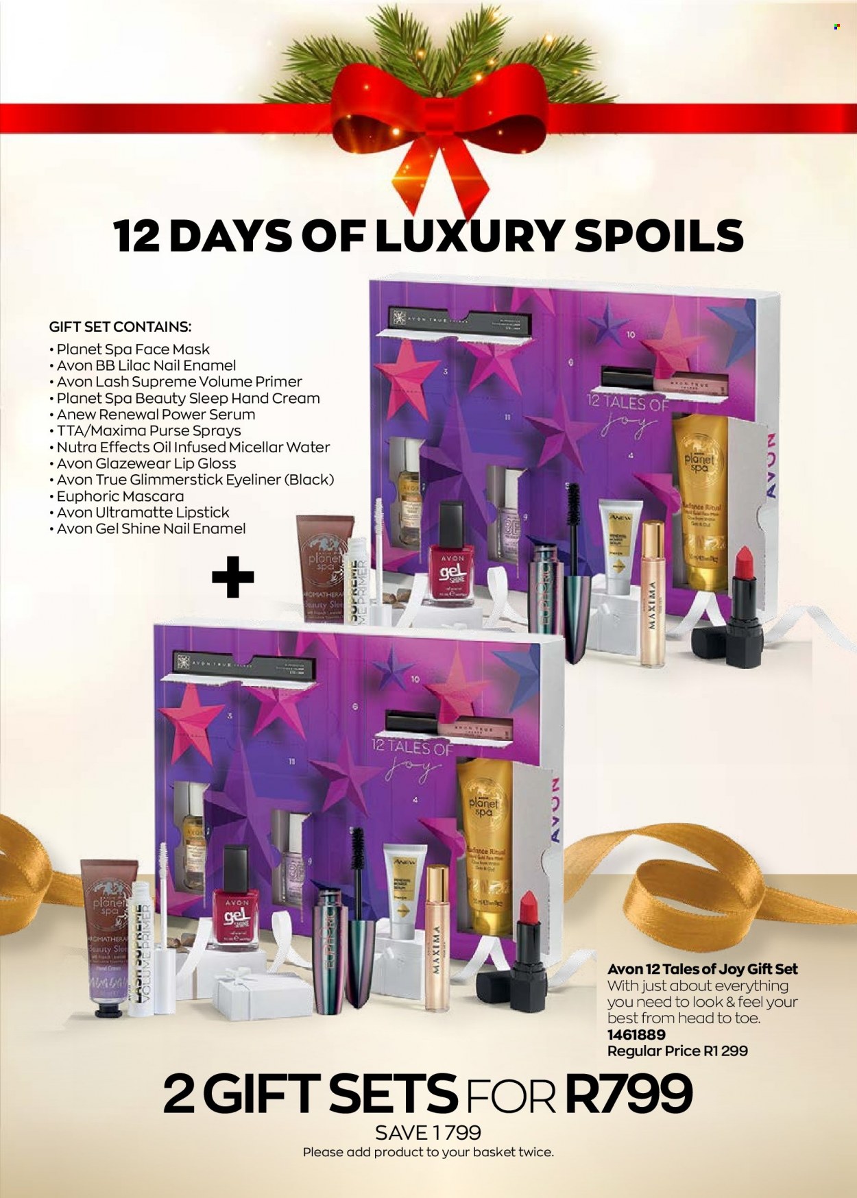 thumbnail - Avon catalogue  - 11/12/2022 - 31/12/2022 - Sales products - Planet Spa, Avon, Anew, micellar water, serum, face mask, Nutra Effects, hand cream, gift set, nail enamel, glimmerstick, lip gloss, lipstick, mascara, eyeliner. Page 4.